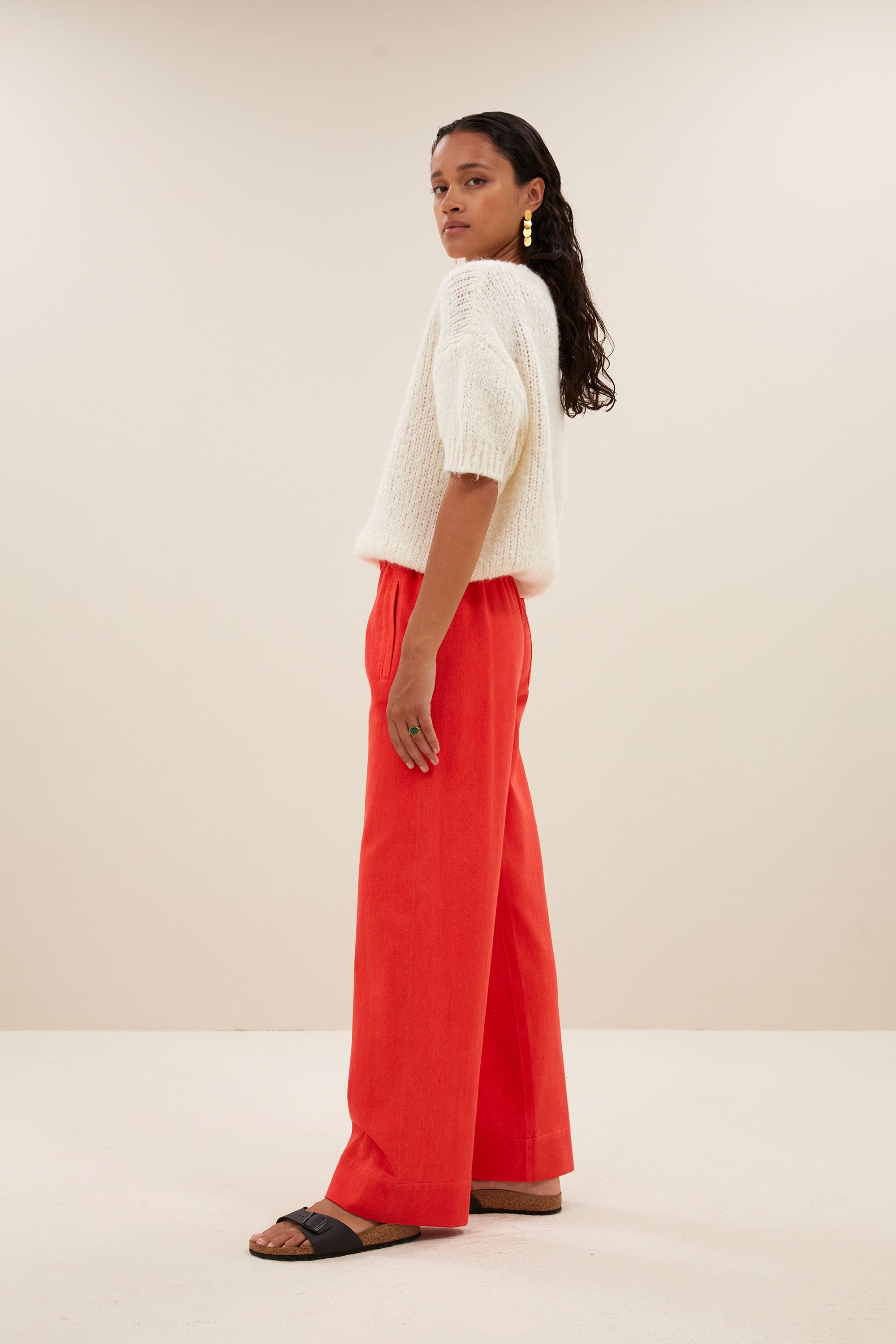 mees twill pants | poppy red