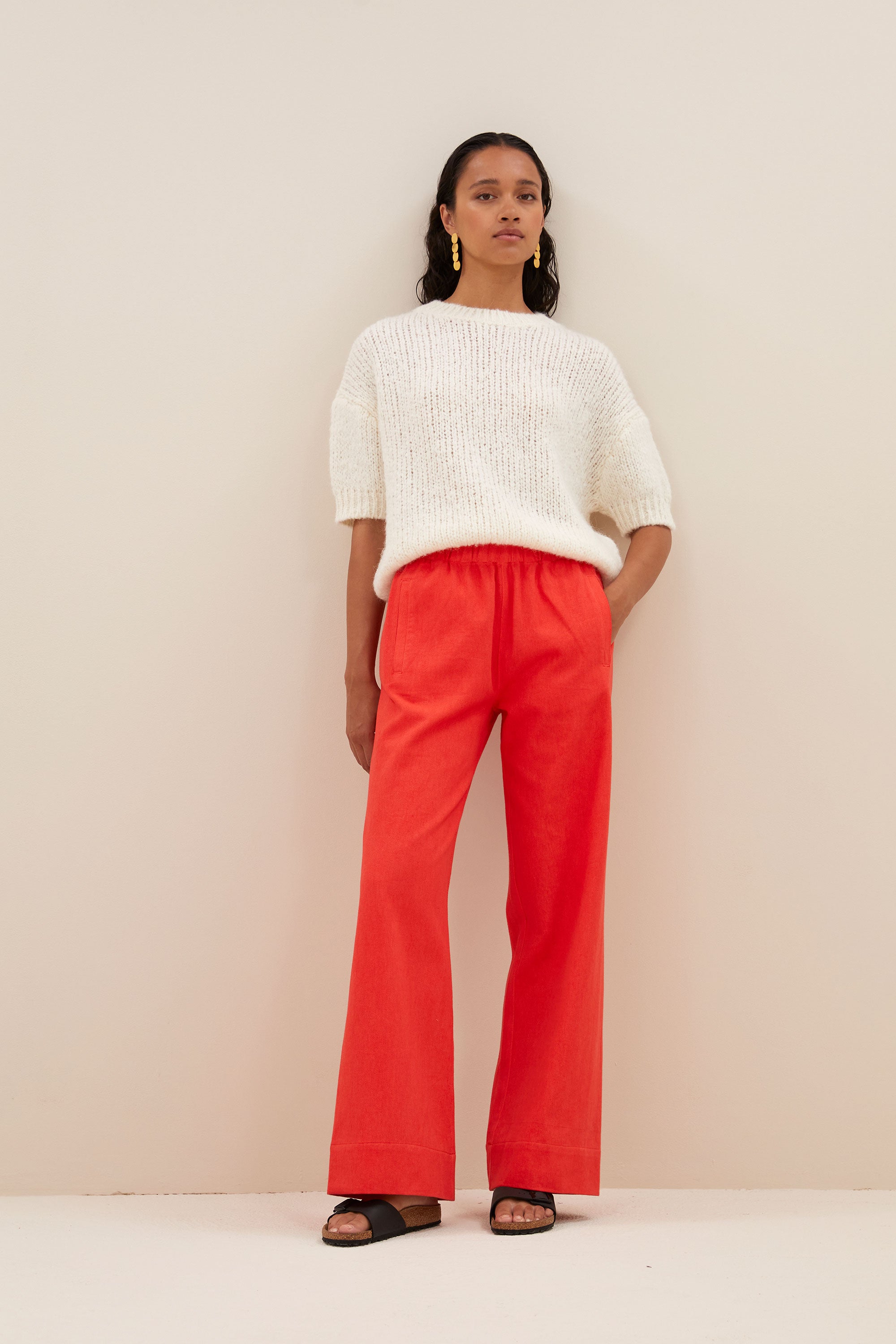 mees twill pants | poppy red