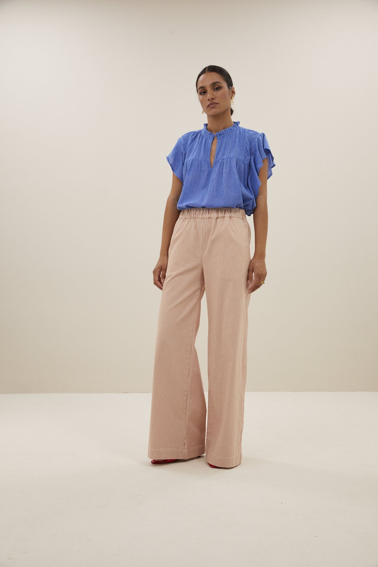 neal stripe pants | pink milky stripe