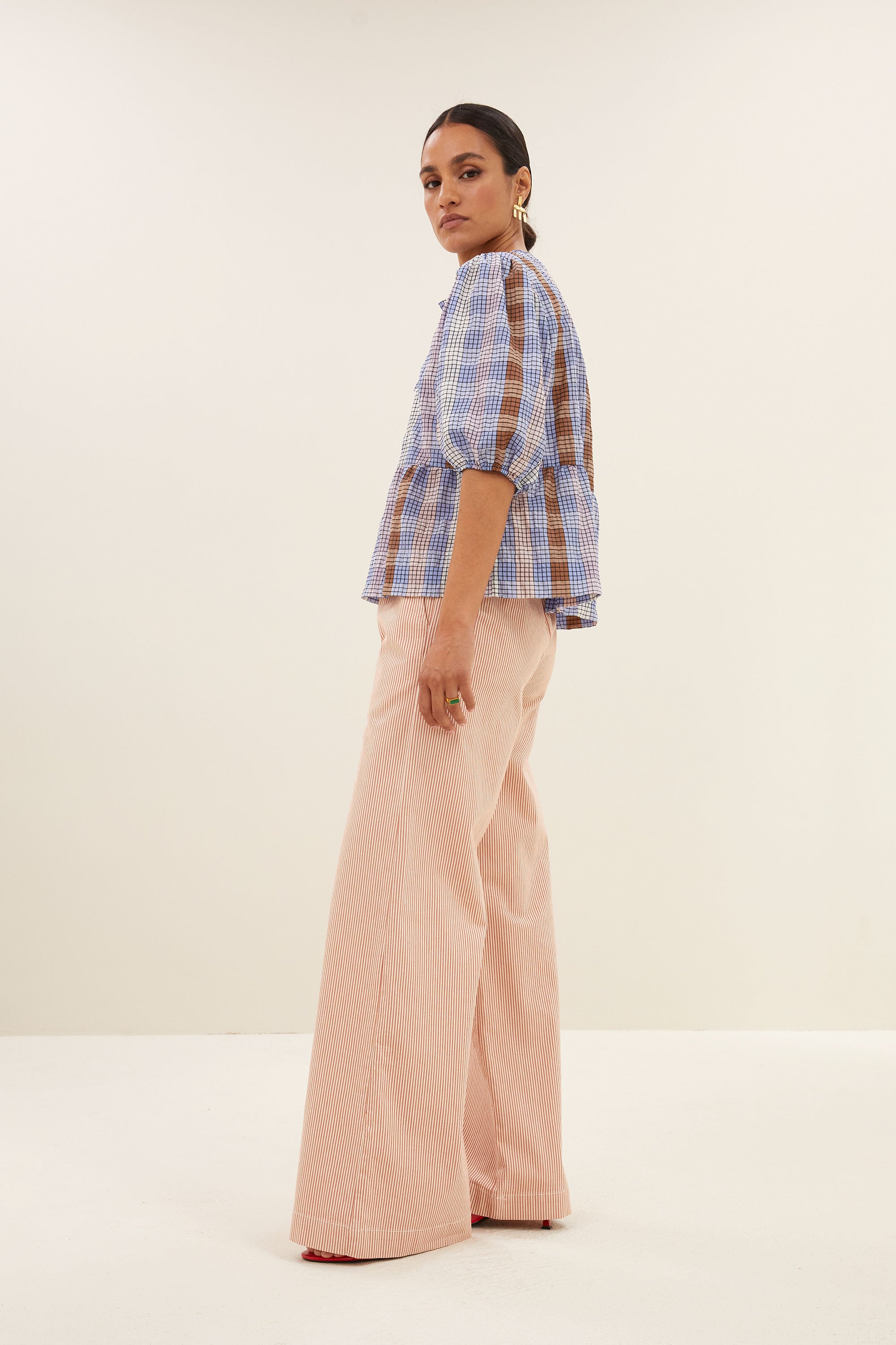 neal stripe pants | pink milky stripe