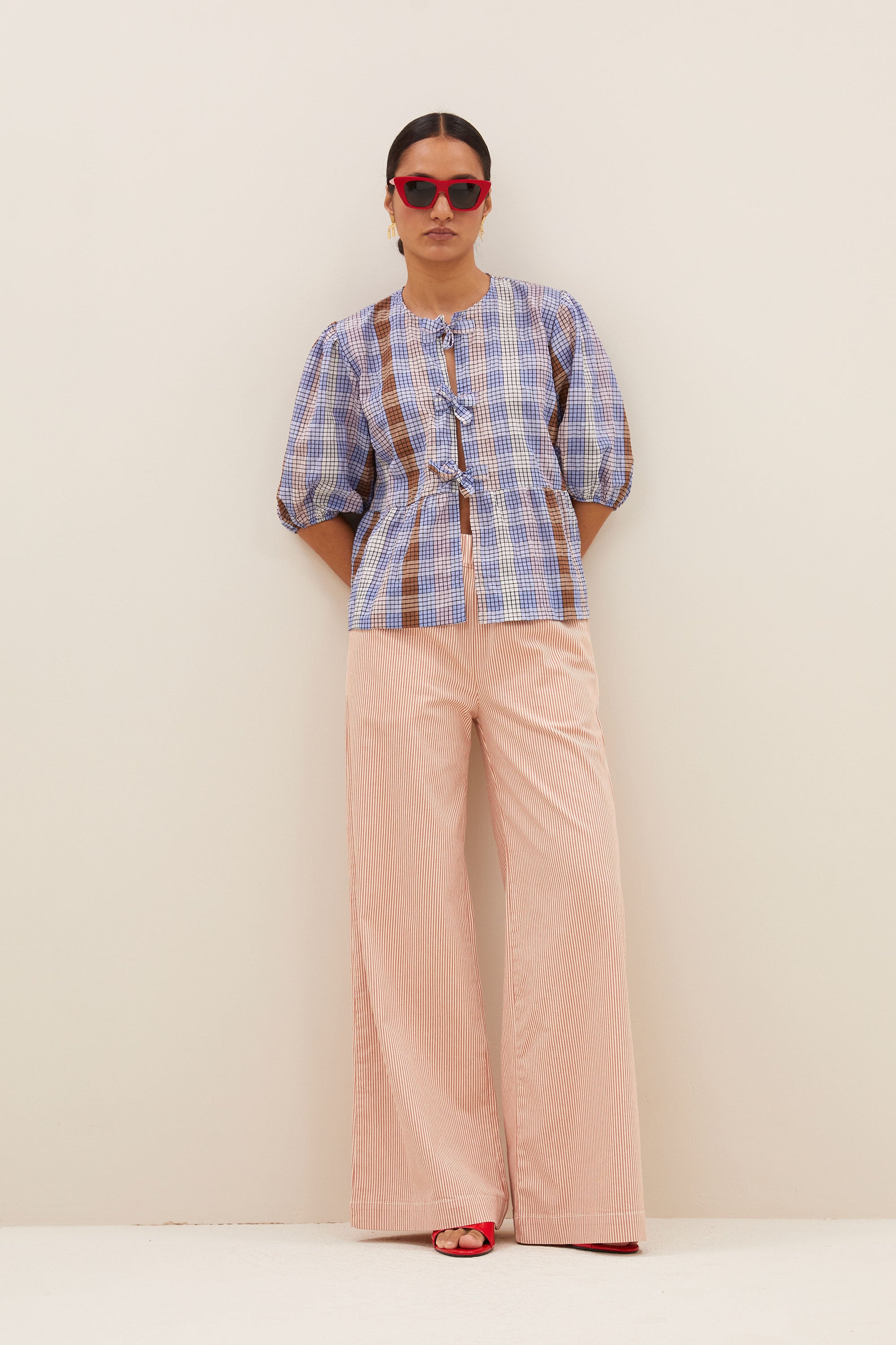 neal stripe pants | pink milky stripe