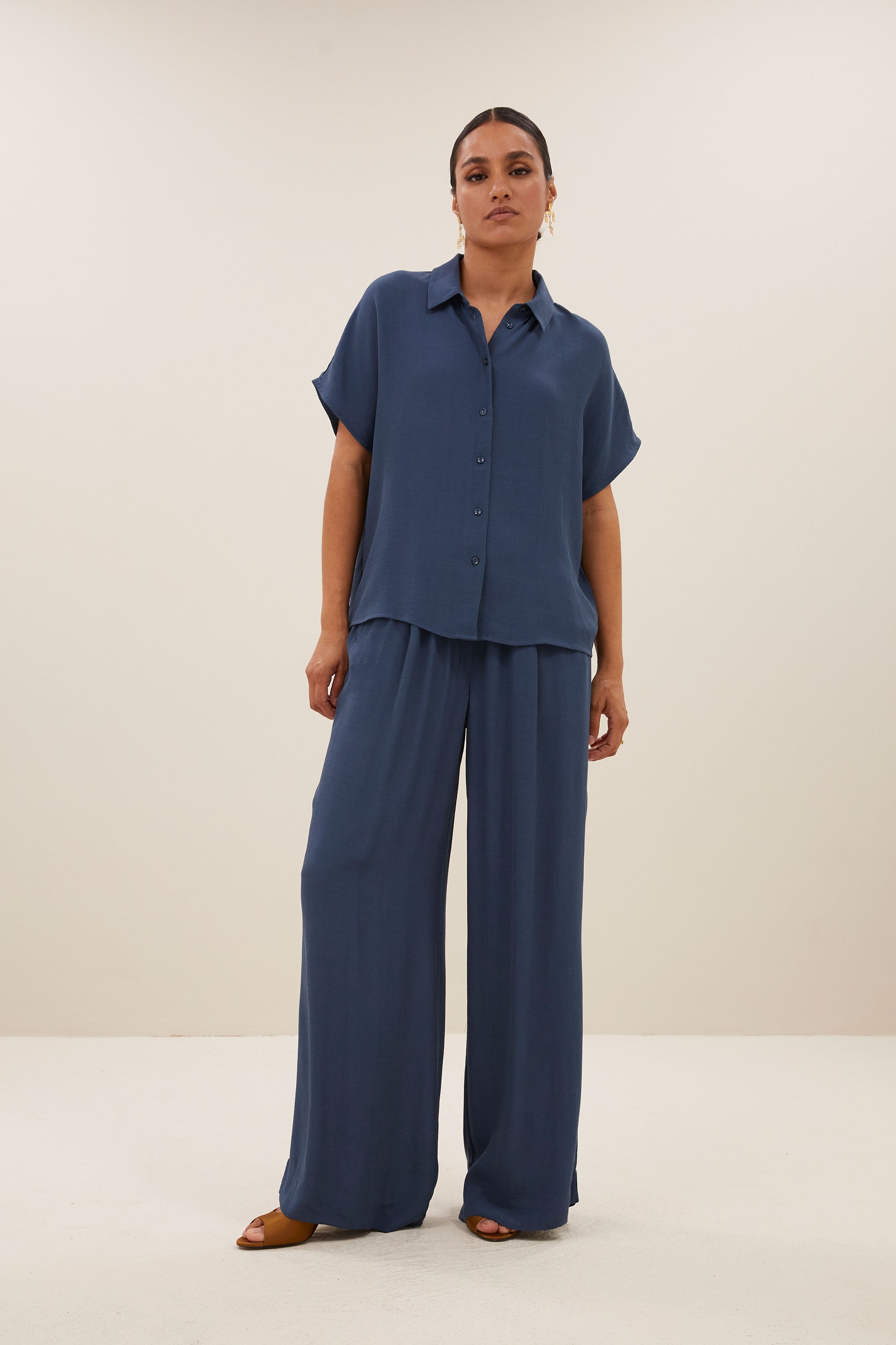 benji viscose pants | opal blue