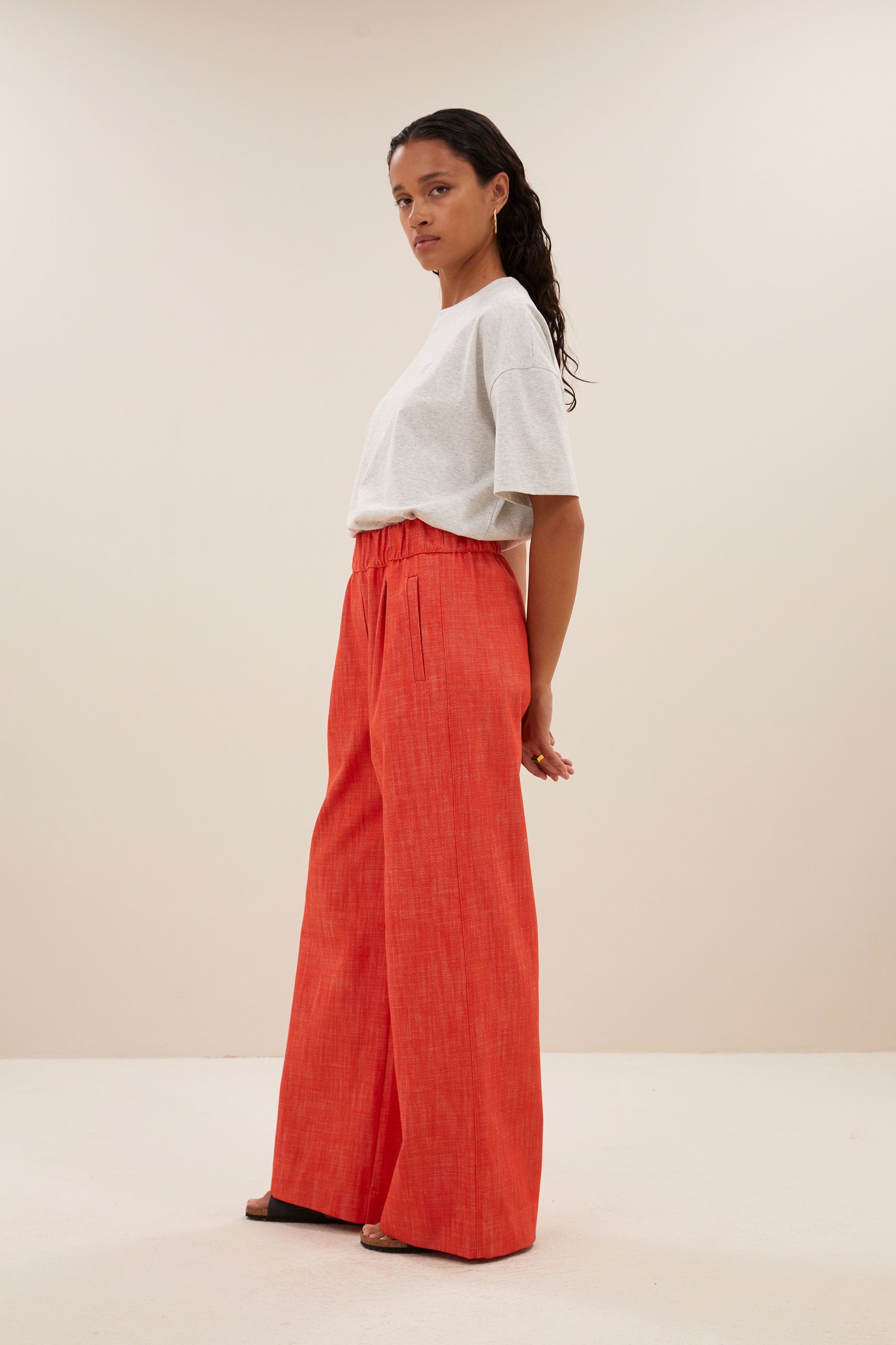 benji twill pants | poppy red