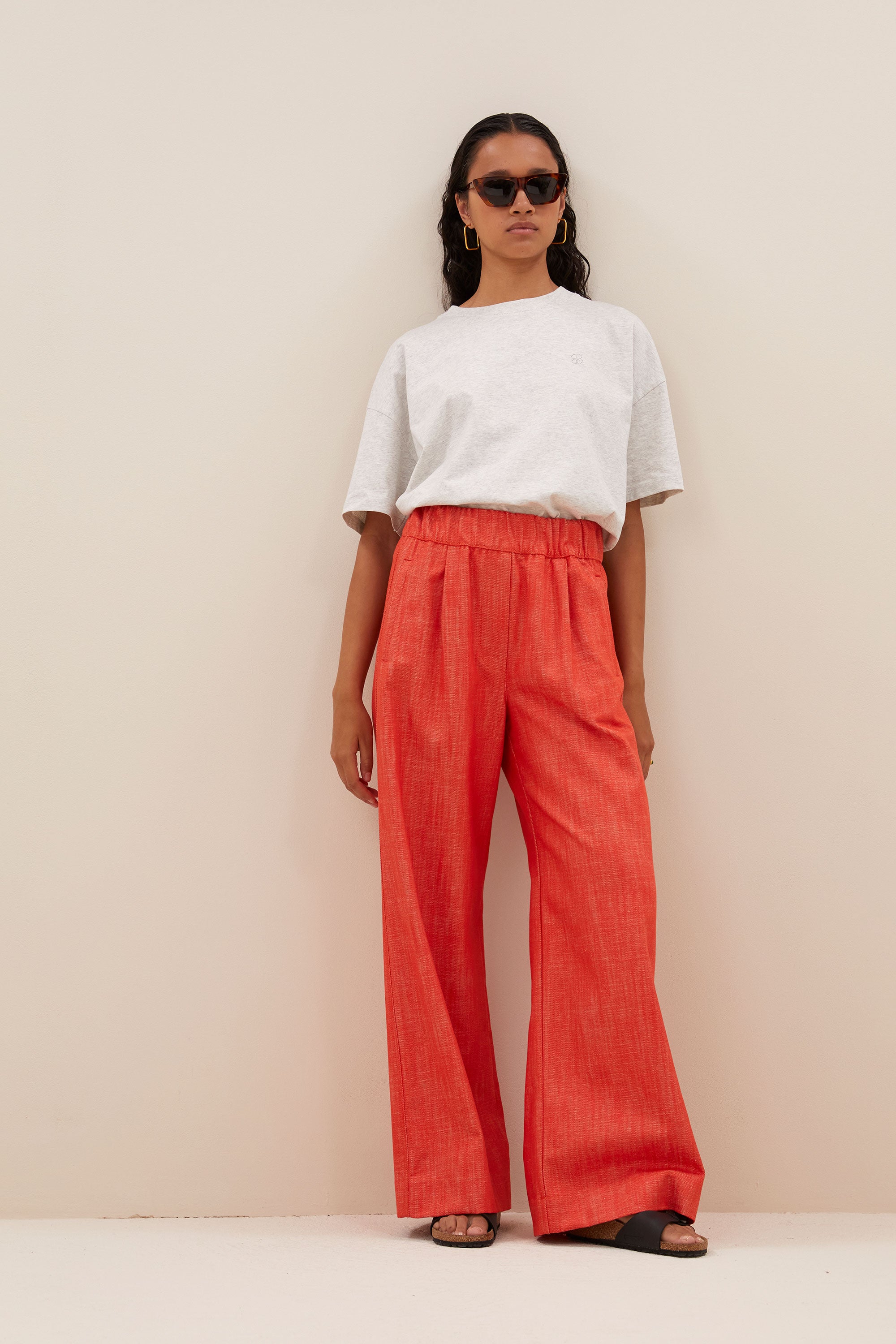 benji twill pants | poppy red