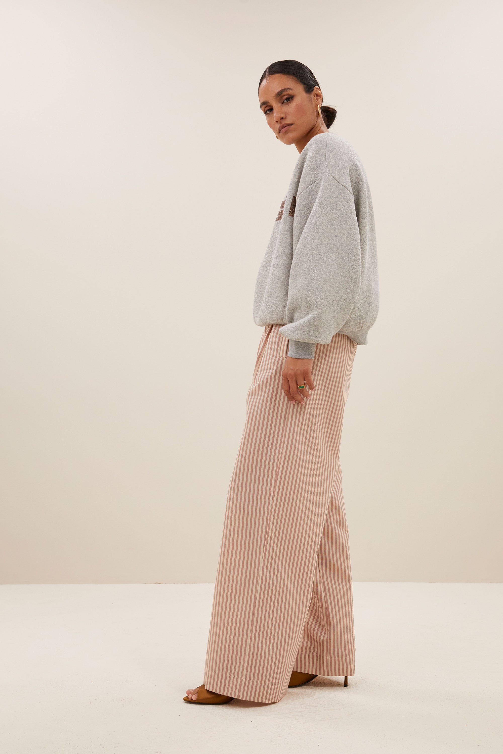 benji copper stripe pants copper small stripe side image