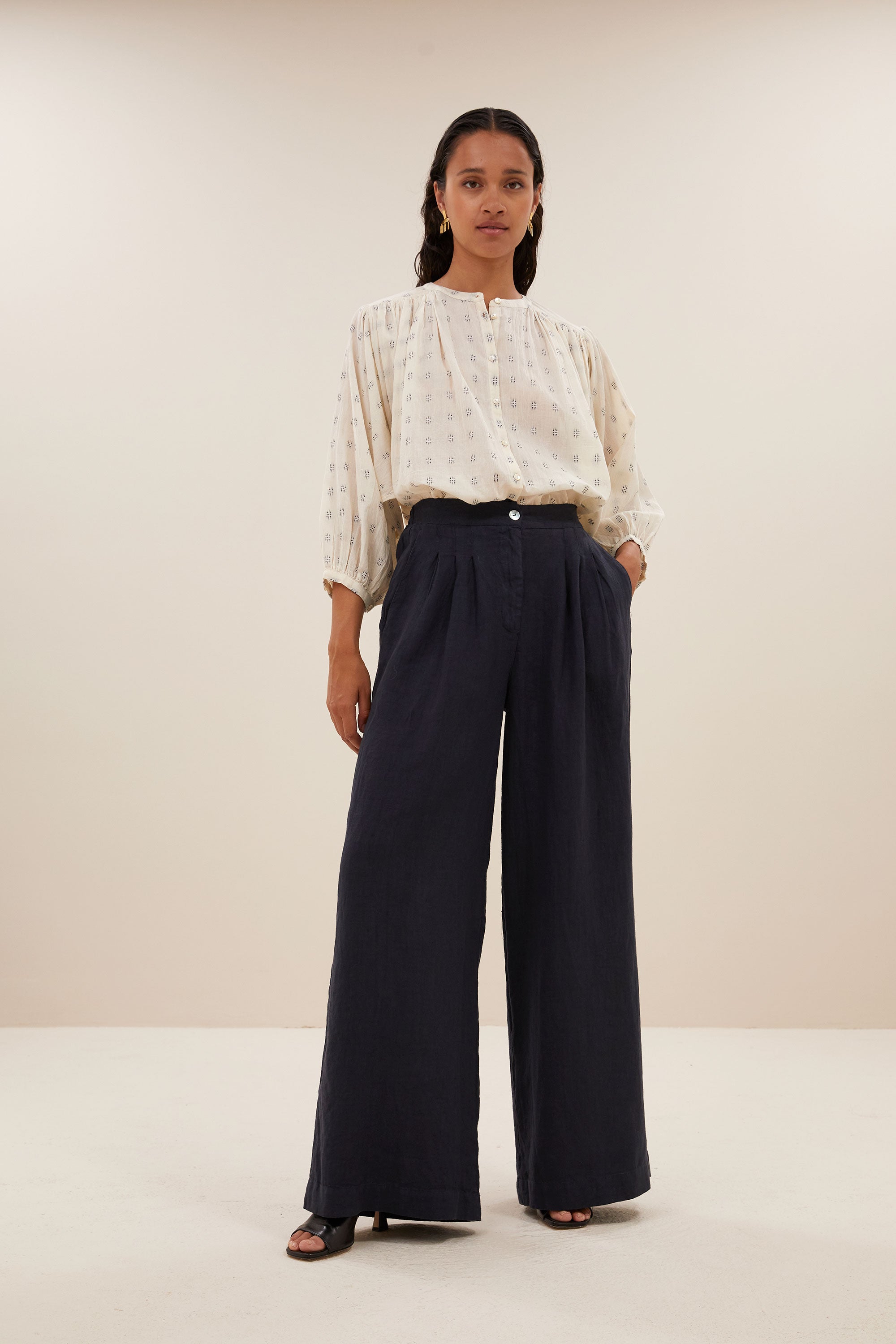 eli linen pants | midnight