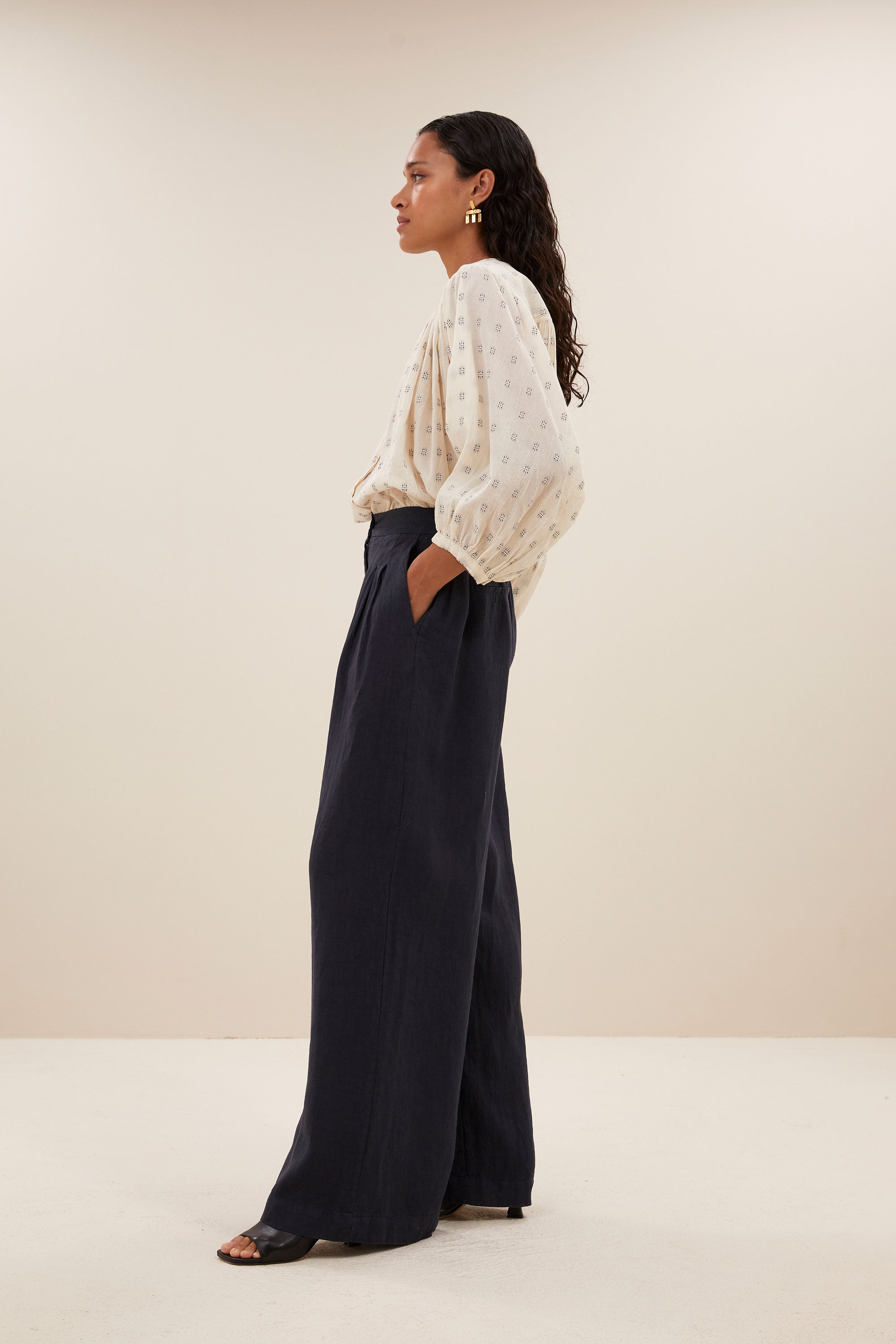 eli linen pants | midnight