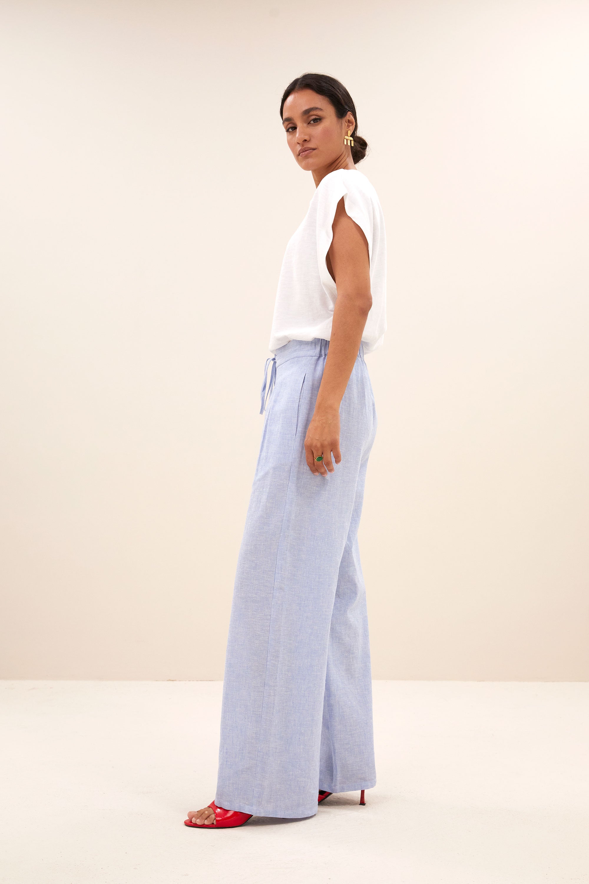 uma pinstripe pants | sky blue