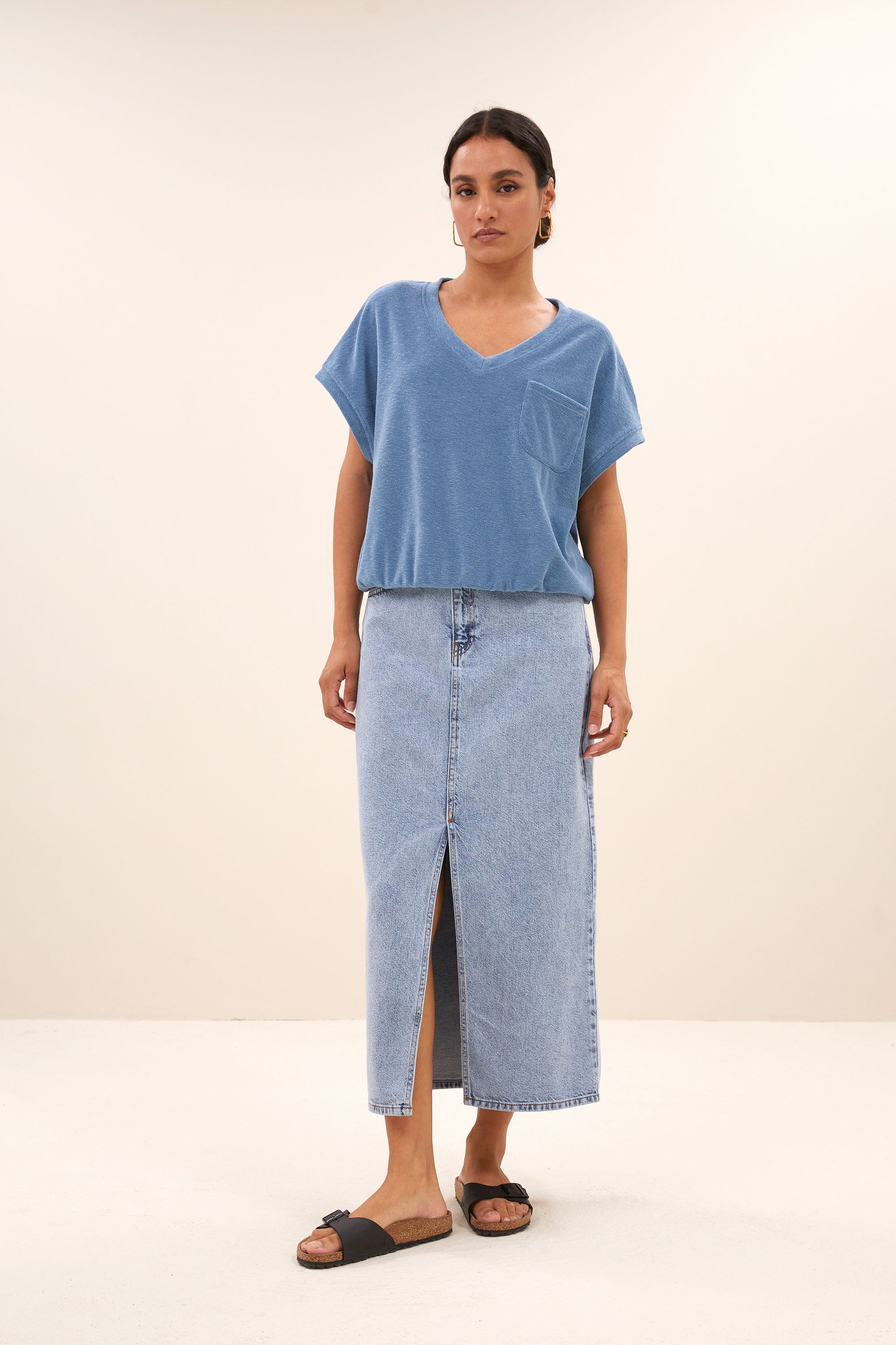 elba denim skirt | light denim