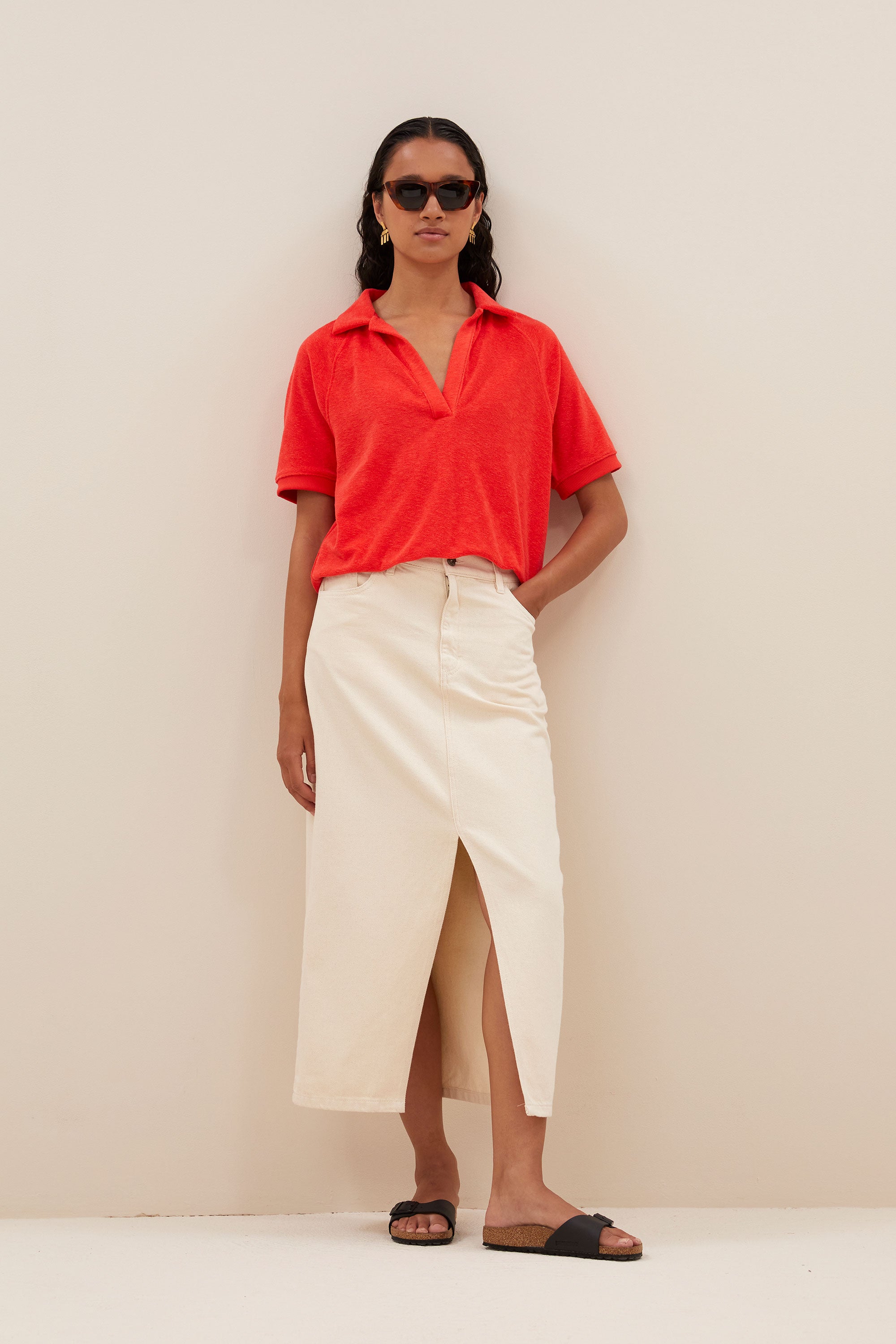 elba twill skirt | raw white