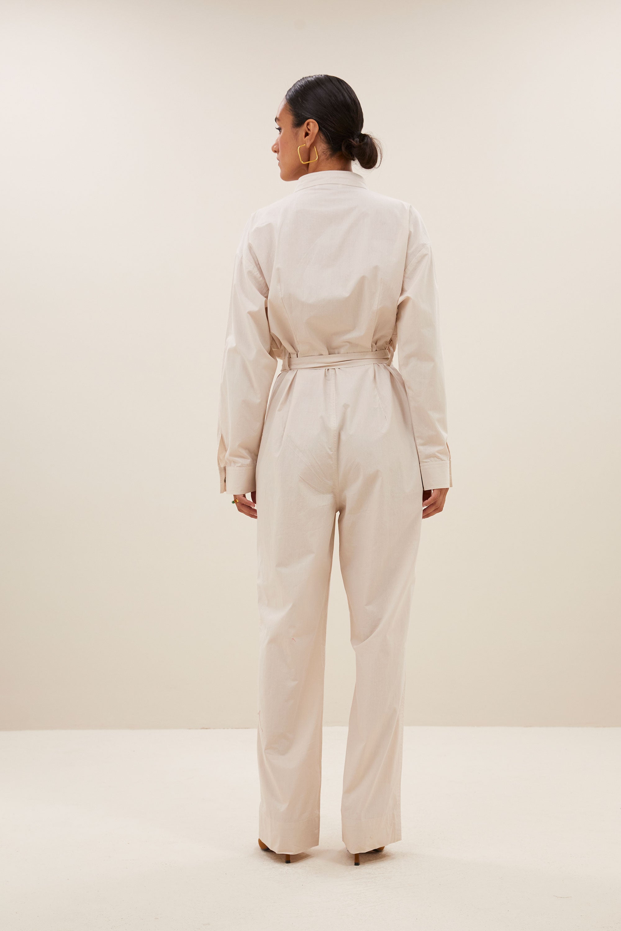 esra poplin suit | almond