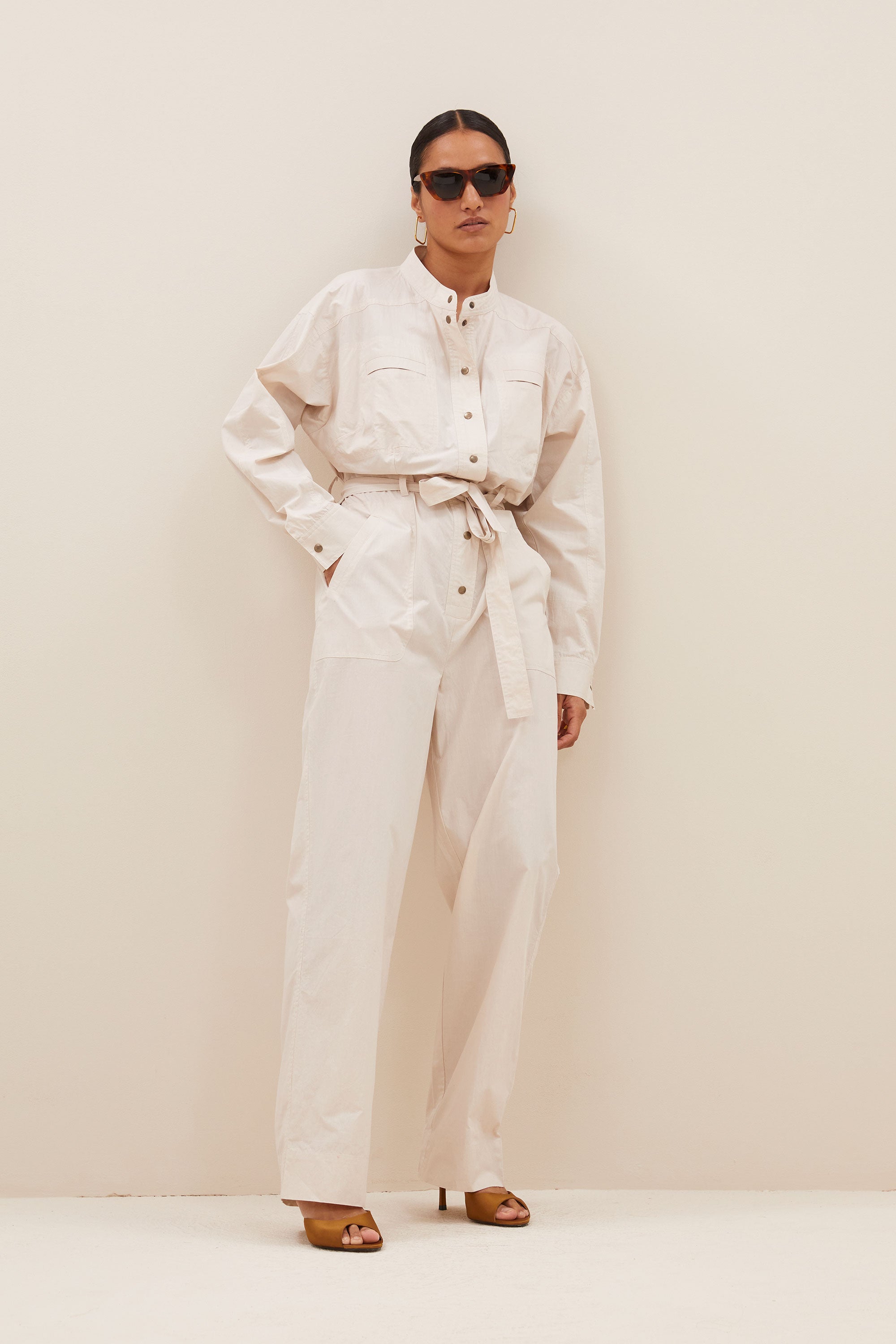 esra poplin suit | almond