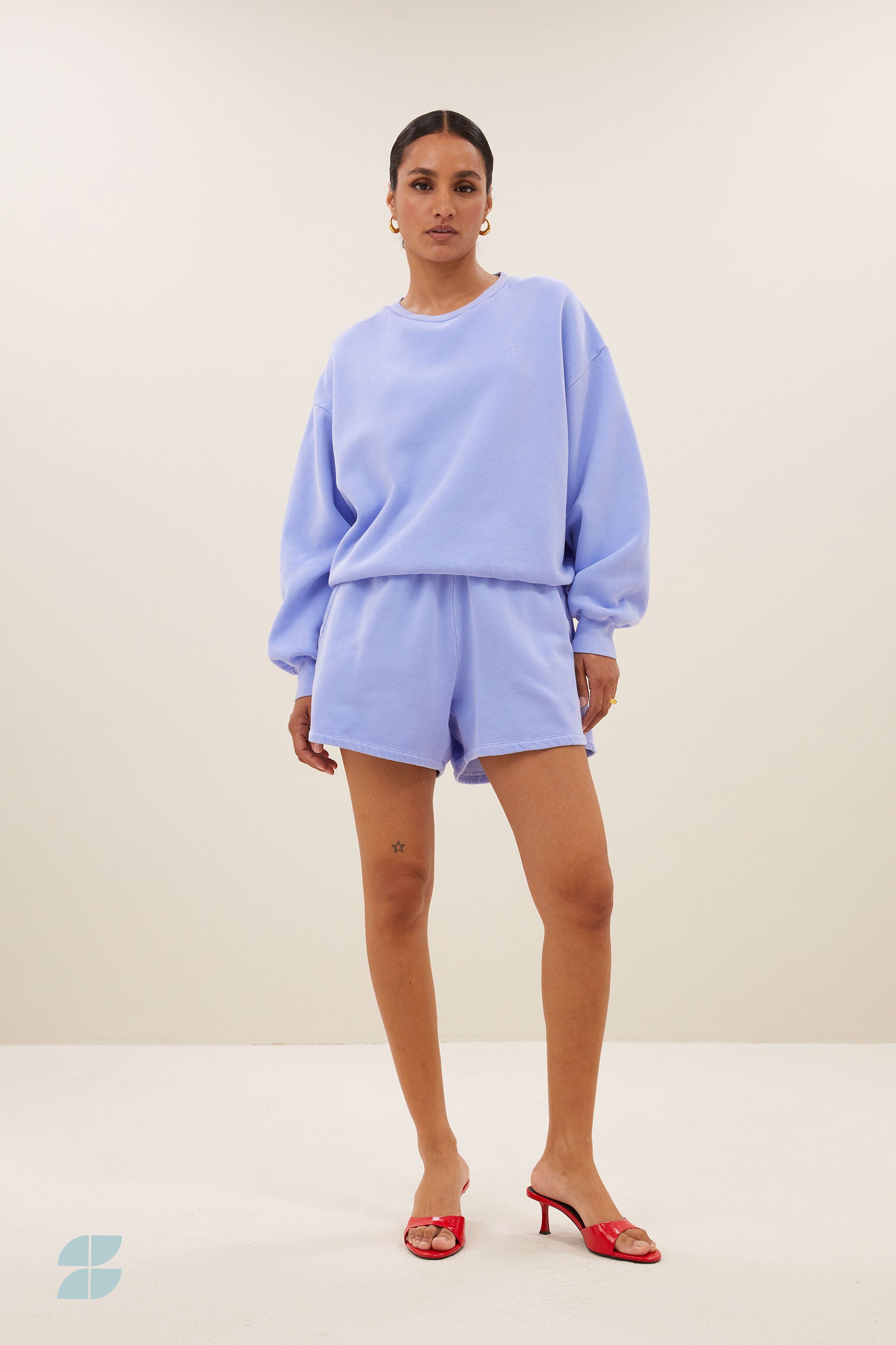 kid natural sweat shorts | violet blue