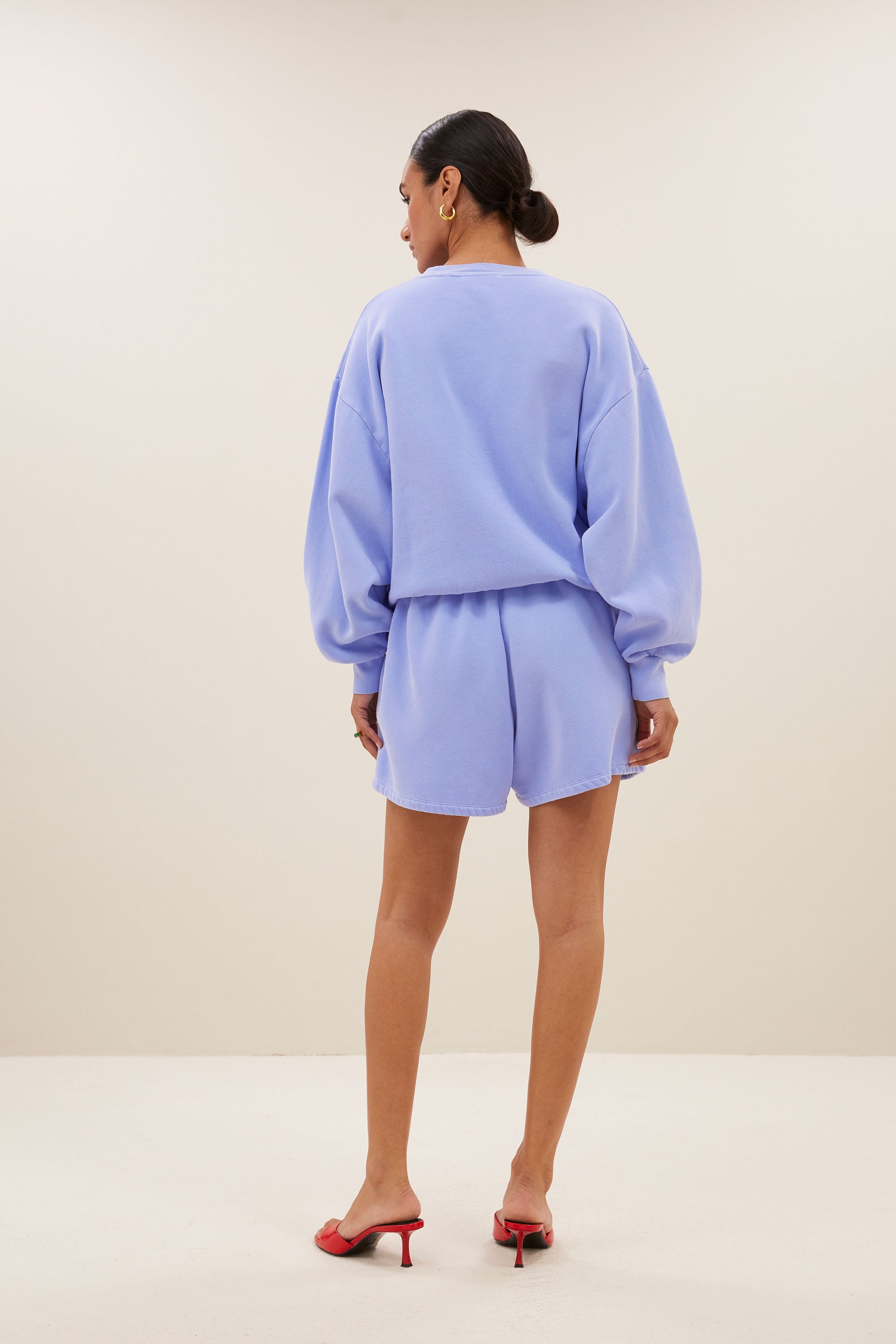 kid natural sweat shorts | violet blue