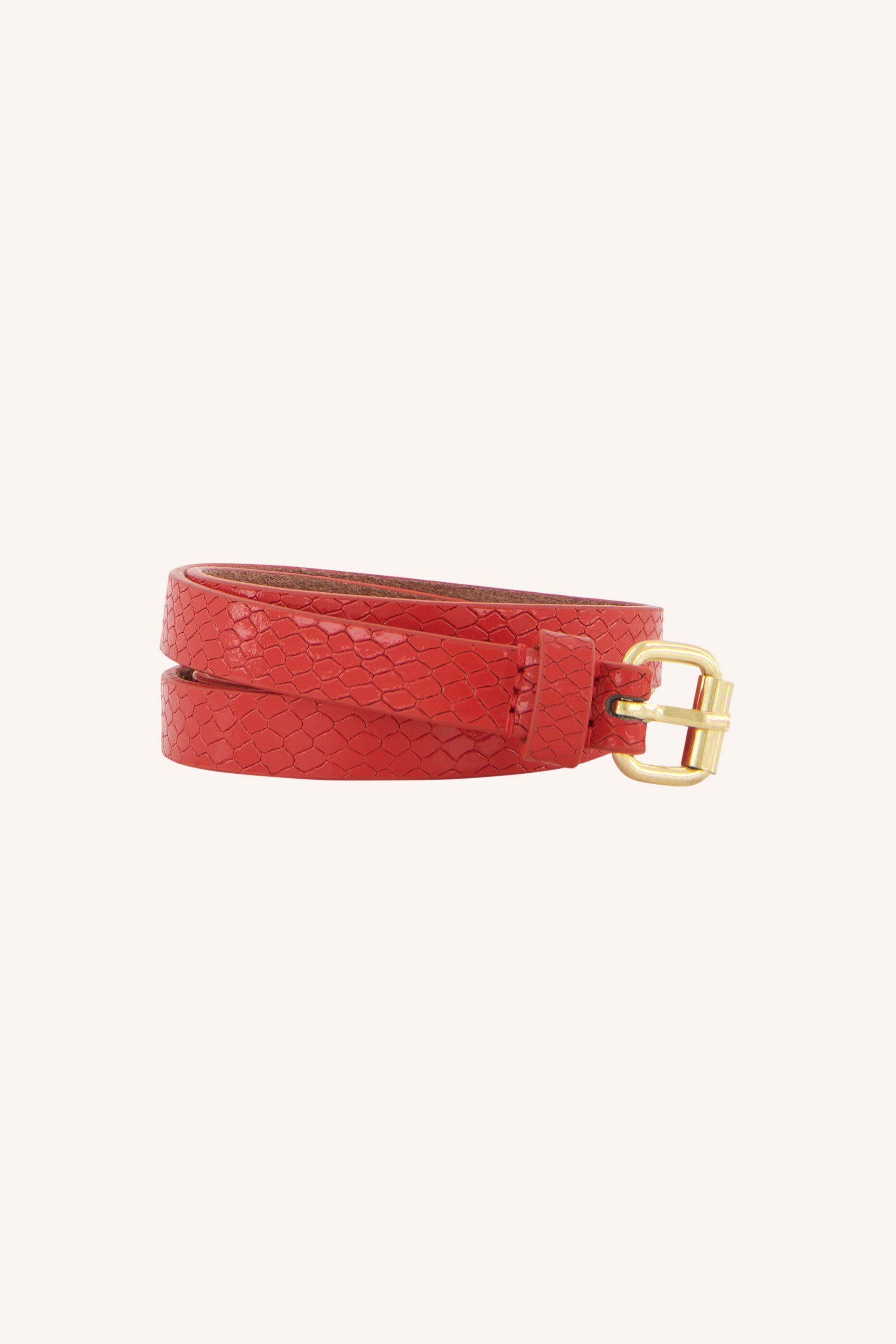 julie snake belt | poppy red lifestyle image