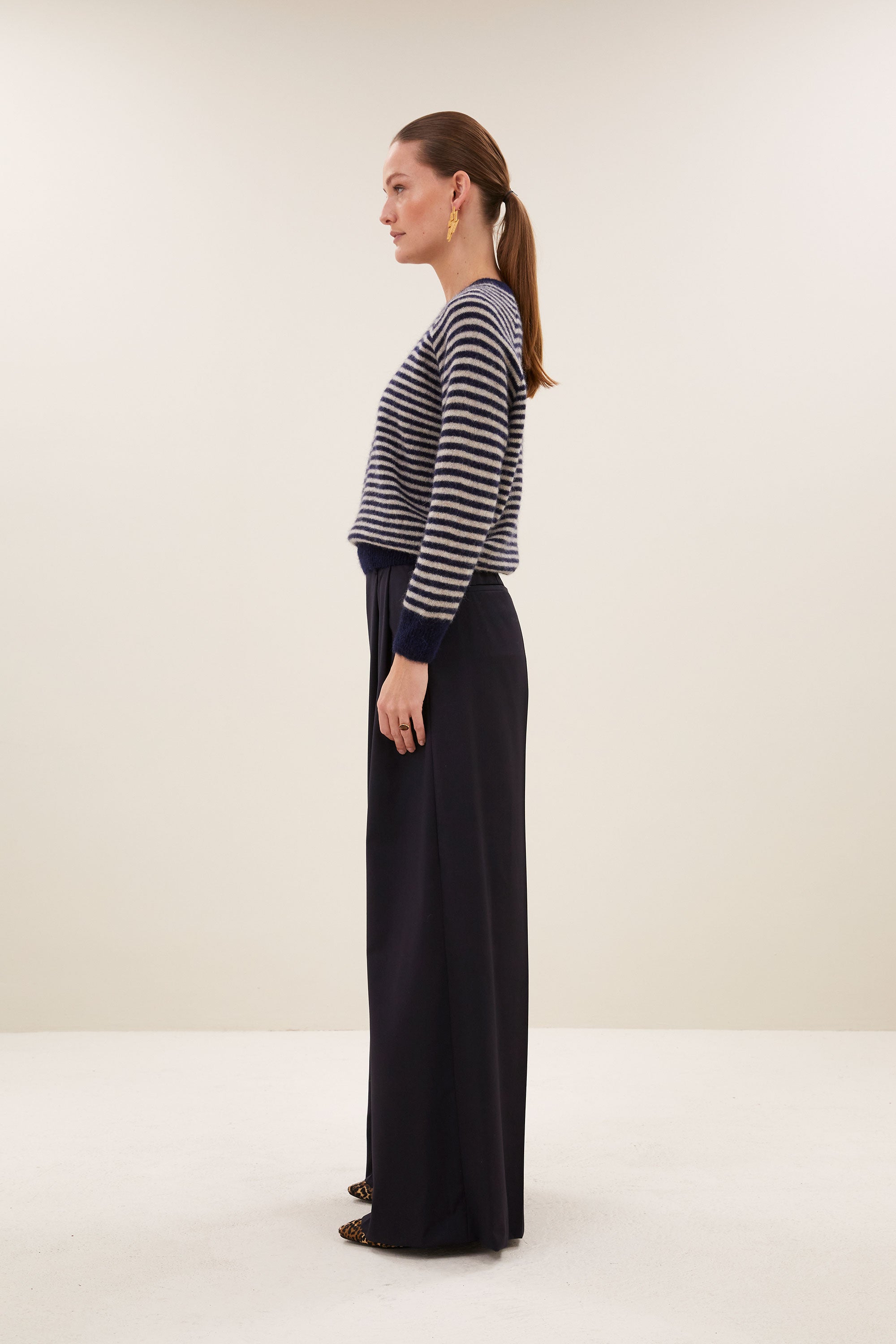 sally stripe pullover | midnight marine stripe