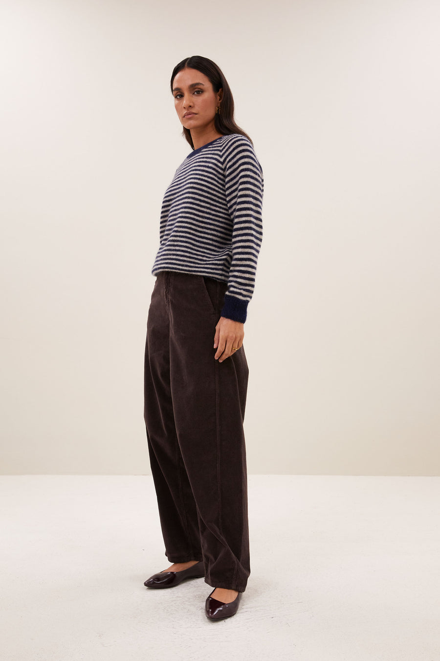 sally stripe pullover | midnight marine stripe