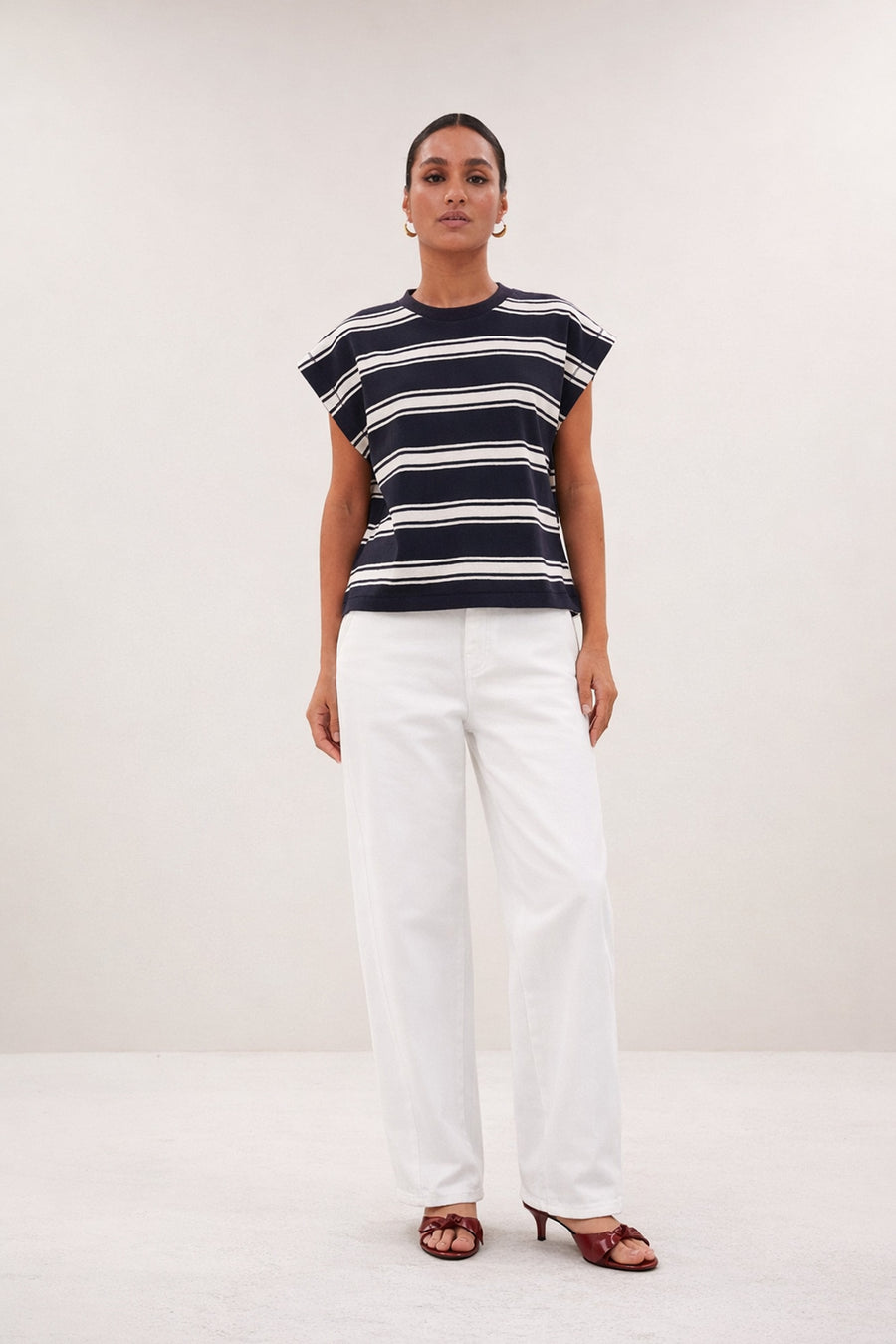 mason stripe top | grain navy stripe