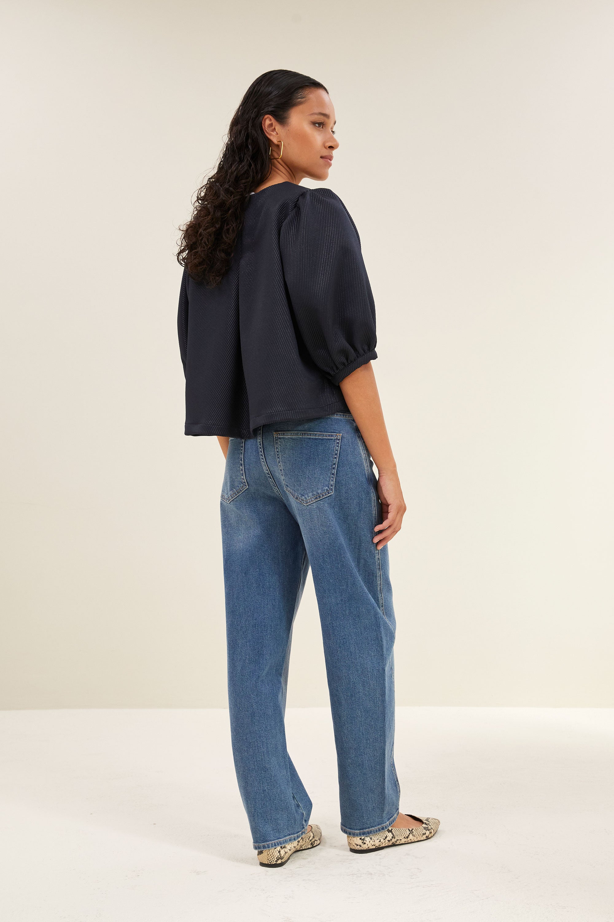 mauri gloss stripe blouse | midnight