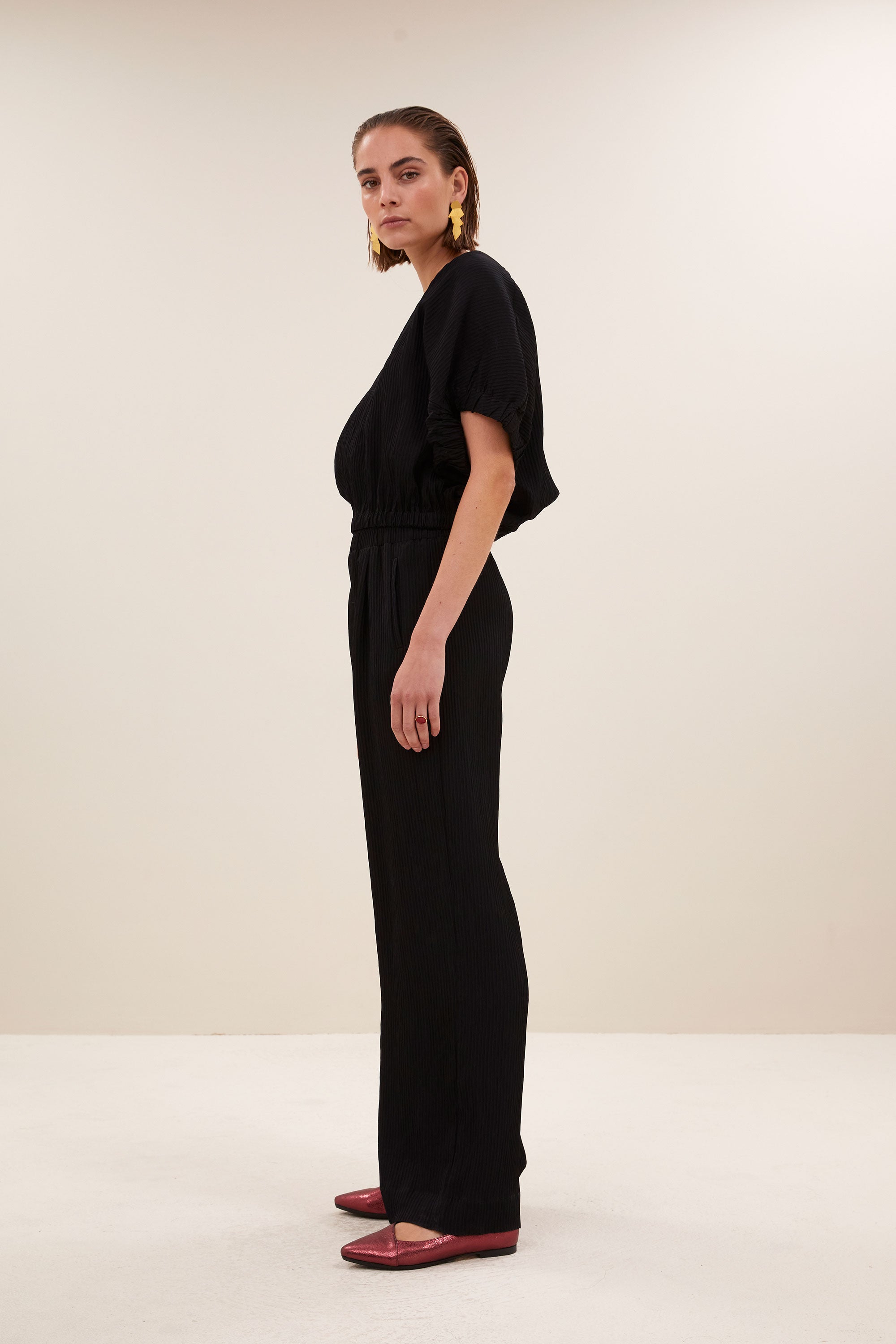 mabel structure stripe blouse | jet black