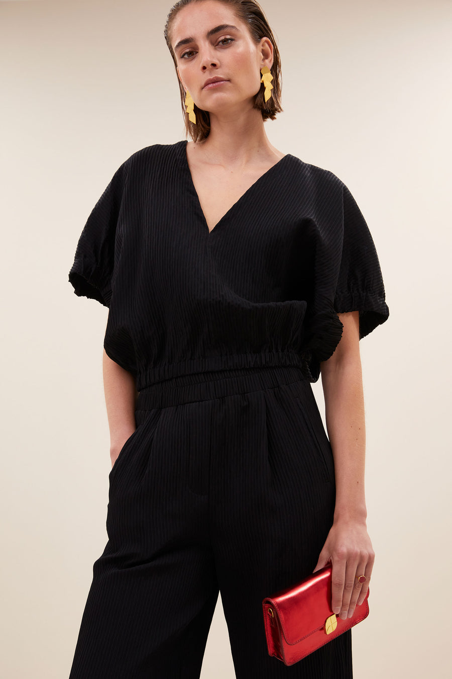 mabel-structure-stripe-blouse-jet-black-by-bar-detail