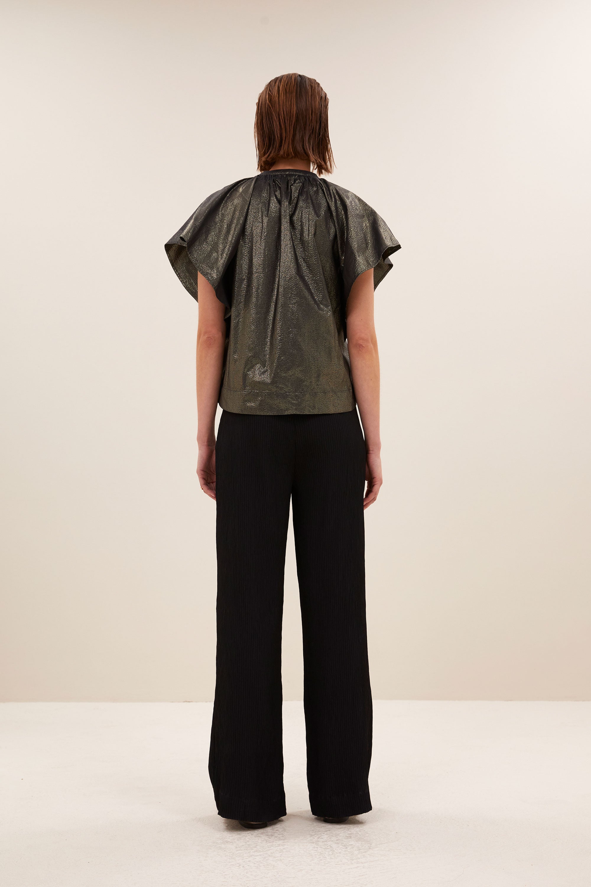 vina metallic blouse | gold