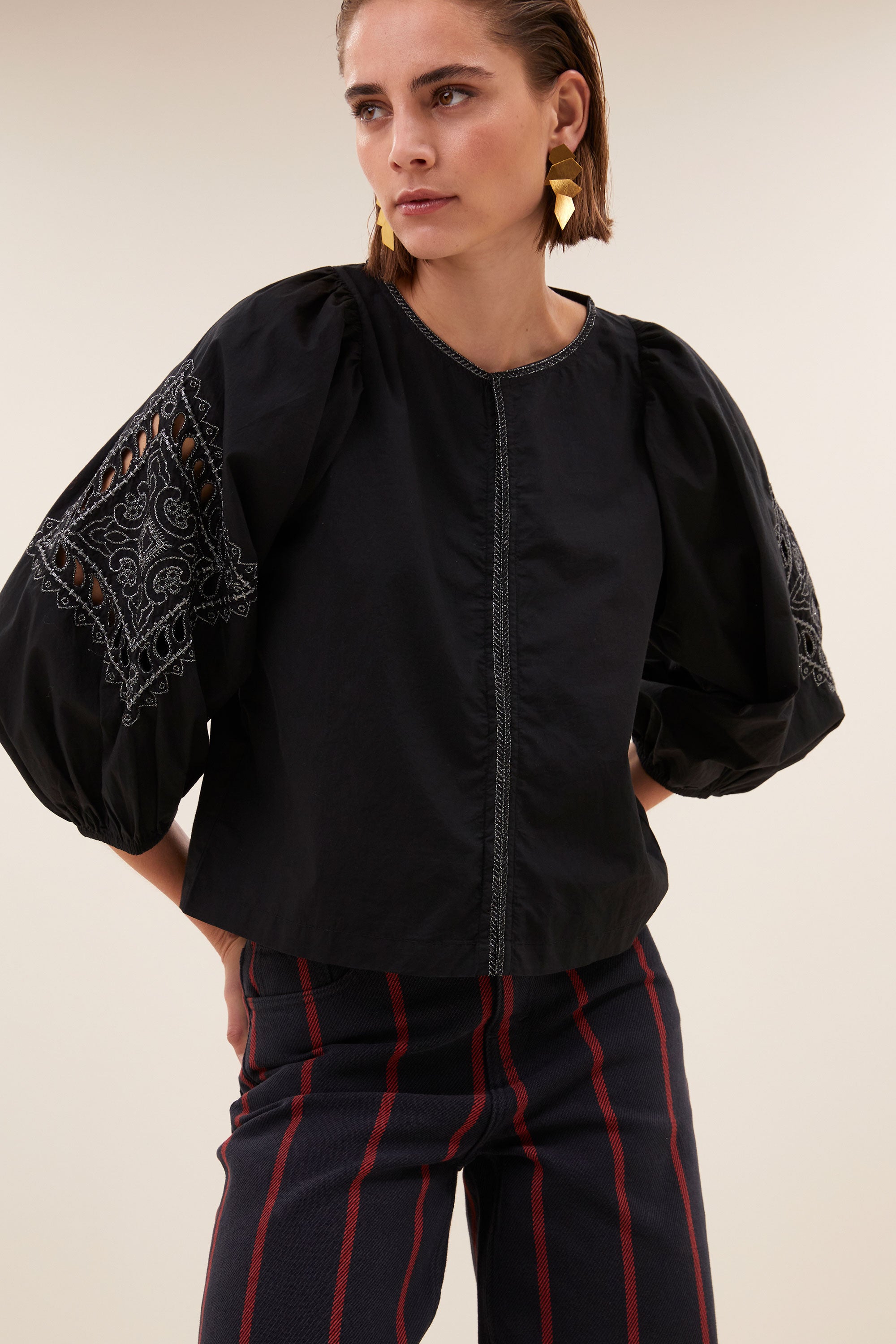 rae festive blouse | jet black