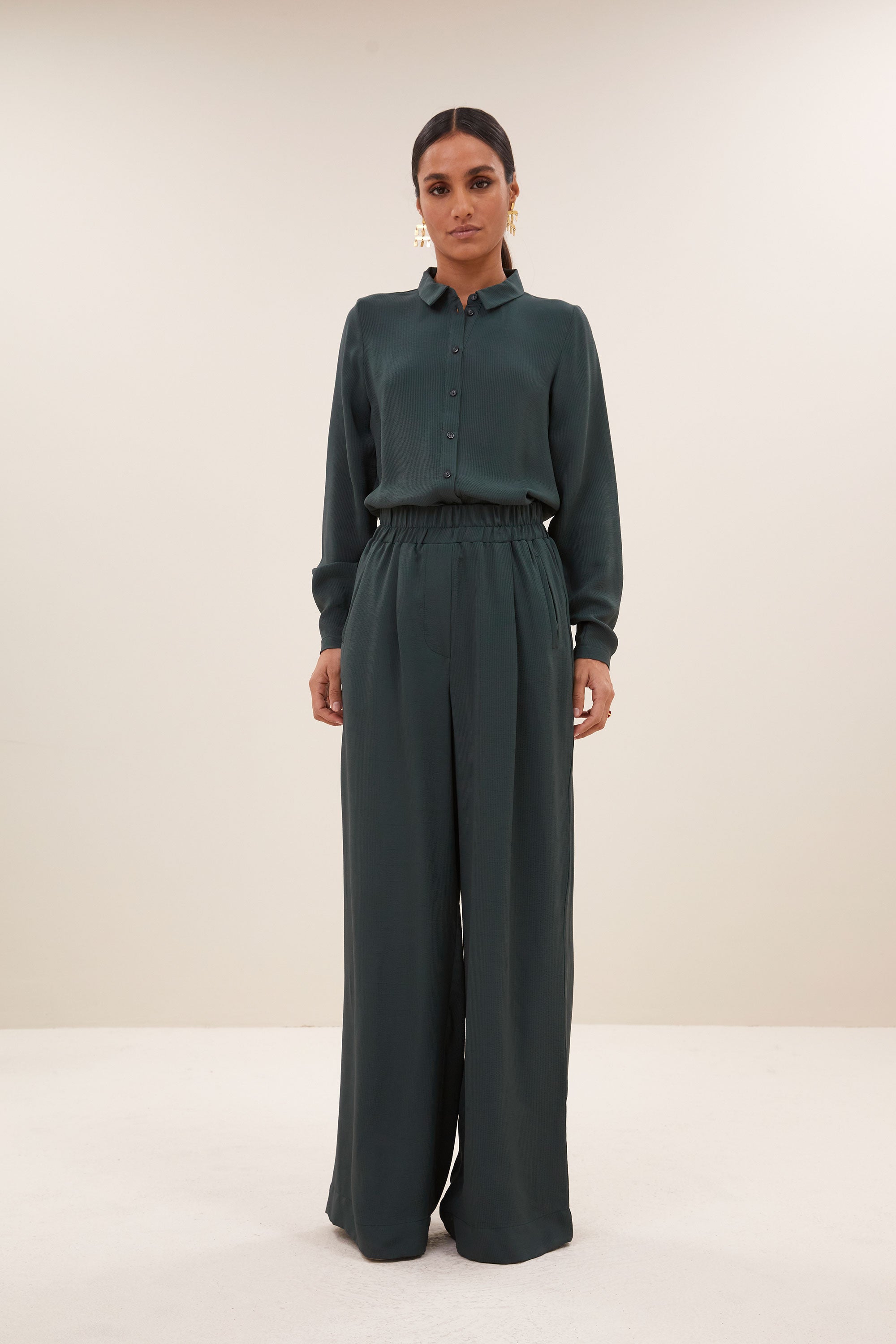 donna satin stripe blouse | dried basil