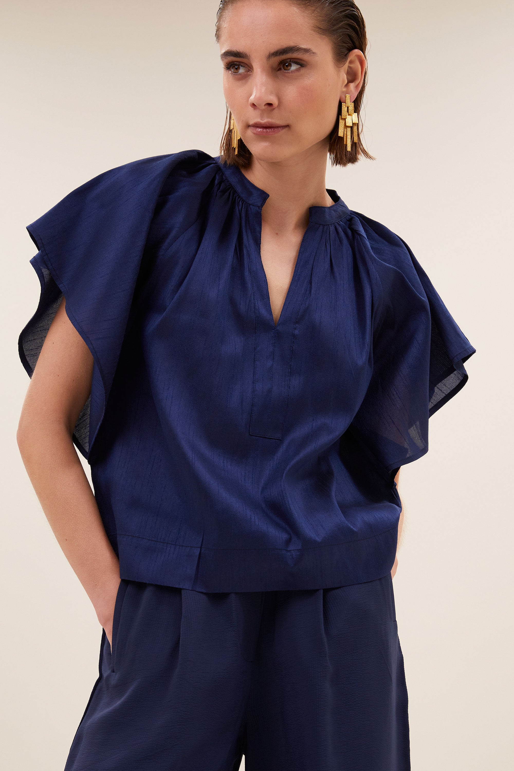 vina festive blouse | evening blue