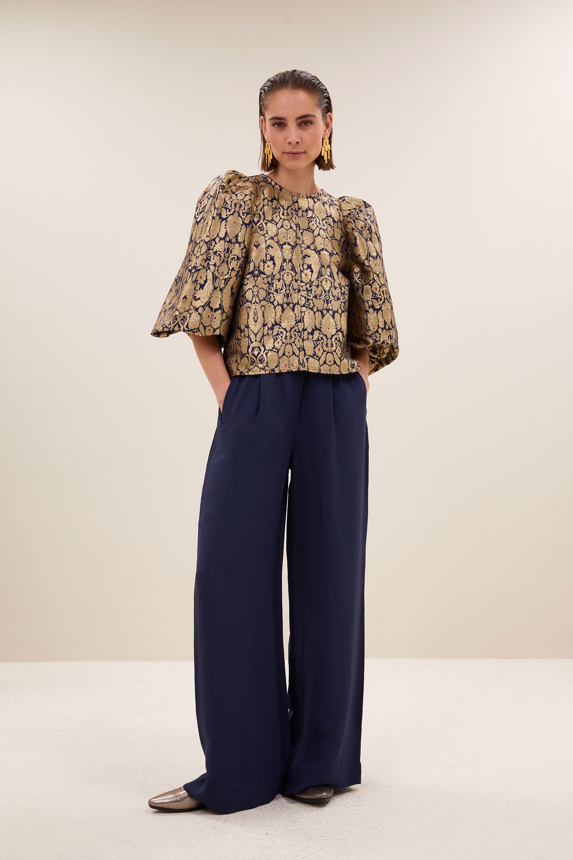 zasu festive blouse | gold