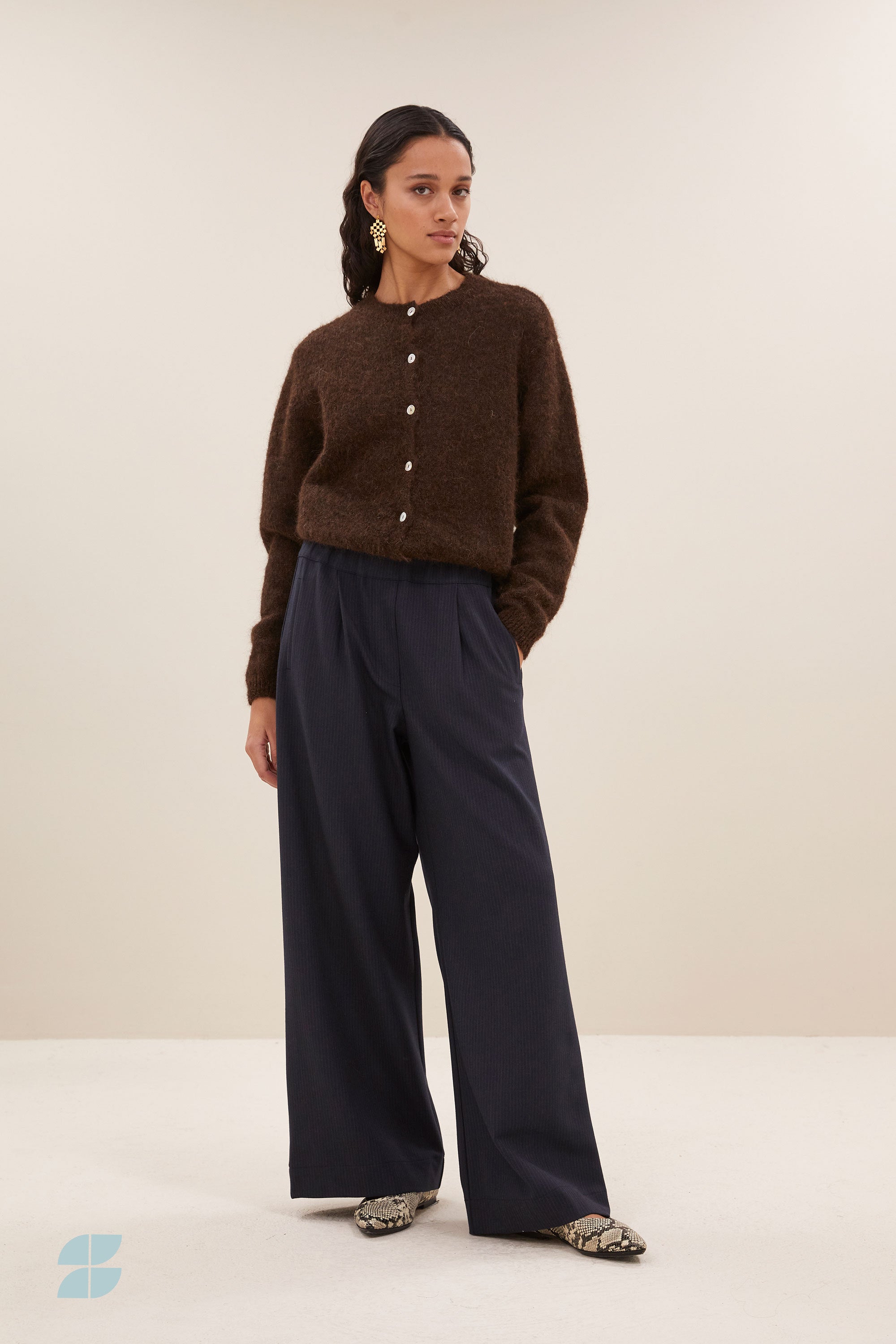 cleo natural cardigan | deep brown