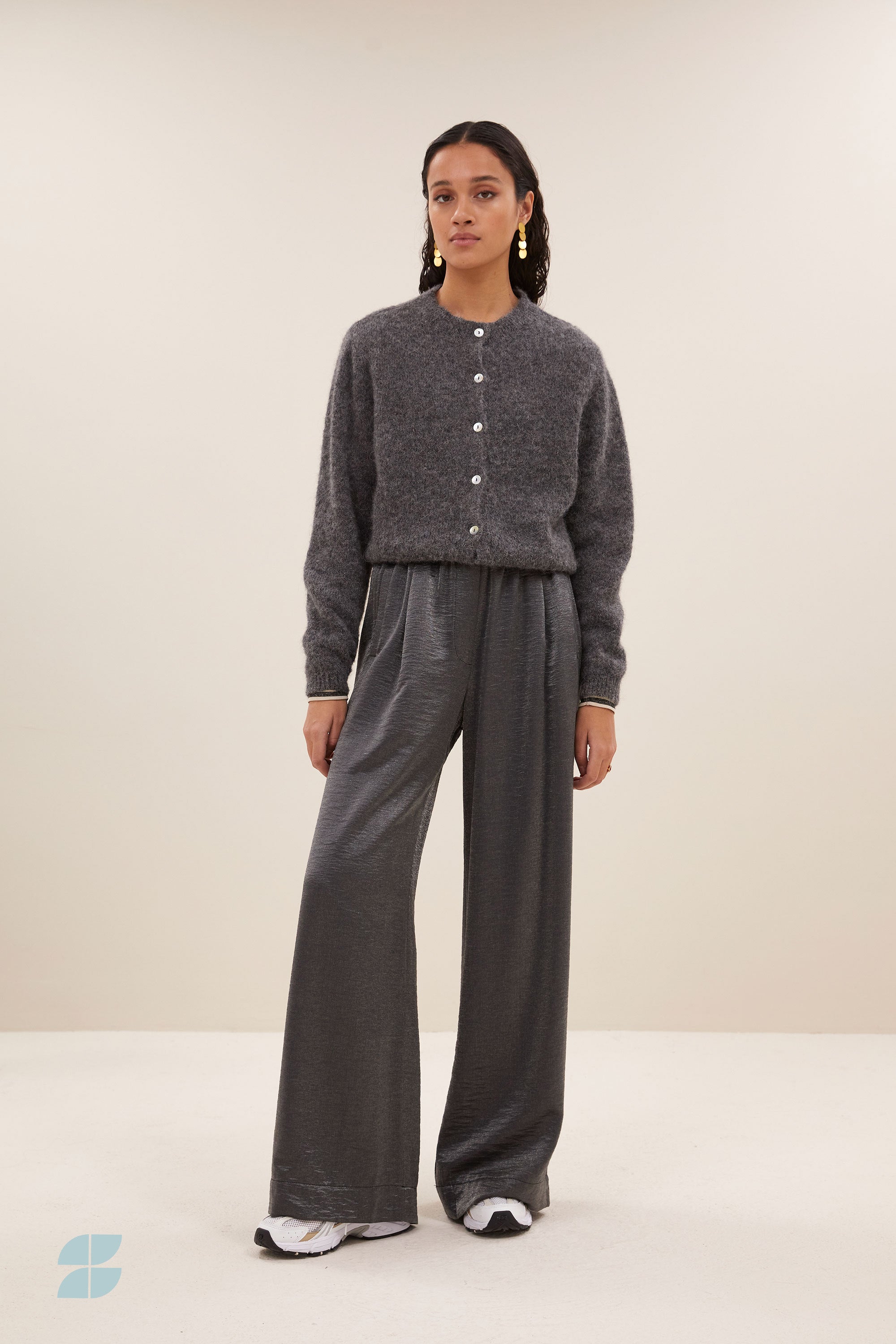 cleo natural cardigan | dark grey melee