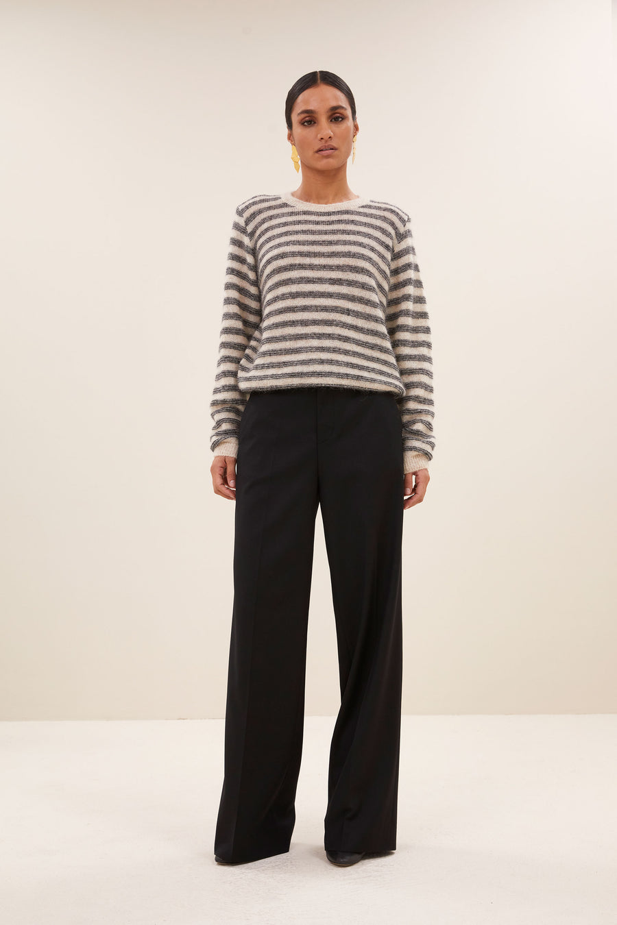 spila stripe pullover - sand mill stripe, alpacamix kwaliteit, must-have essential, normale pasvorm - by-bar - vooraanzicht