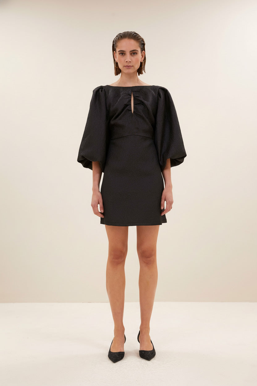 mimi-bubble-dress-jet-black-by-bar-vooraanzicht