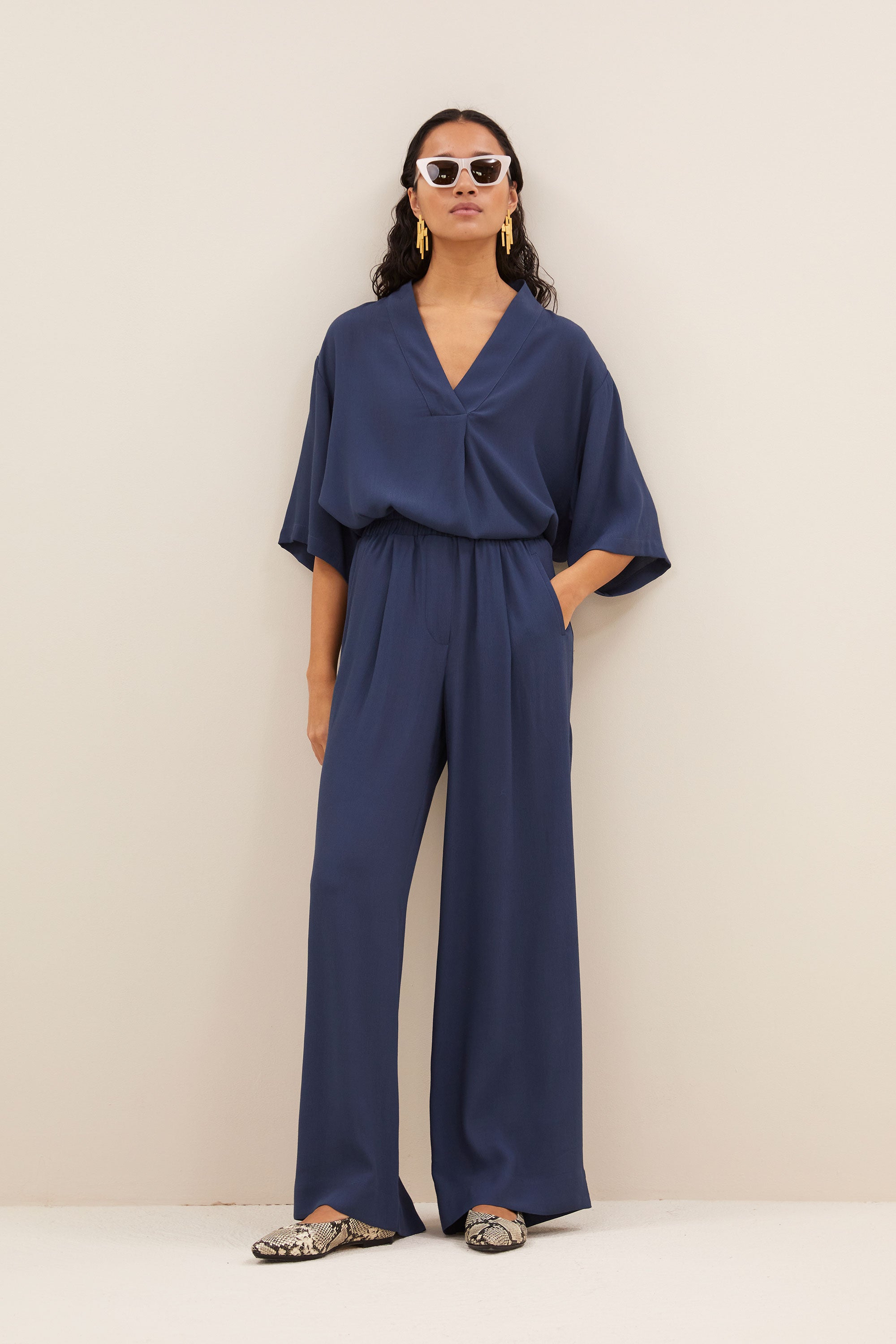 benji viscose pants | winter blue