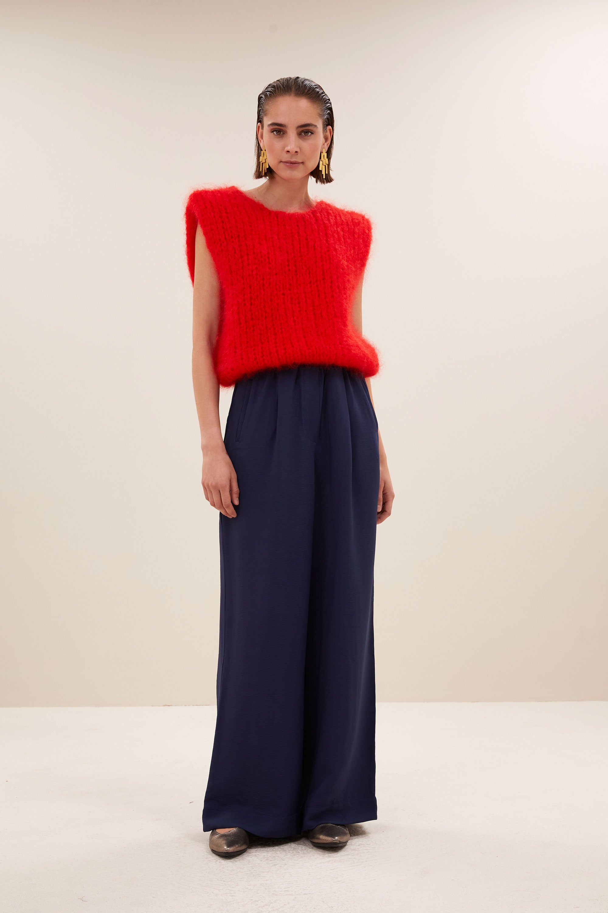 benji satin stripe pants | evening blue