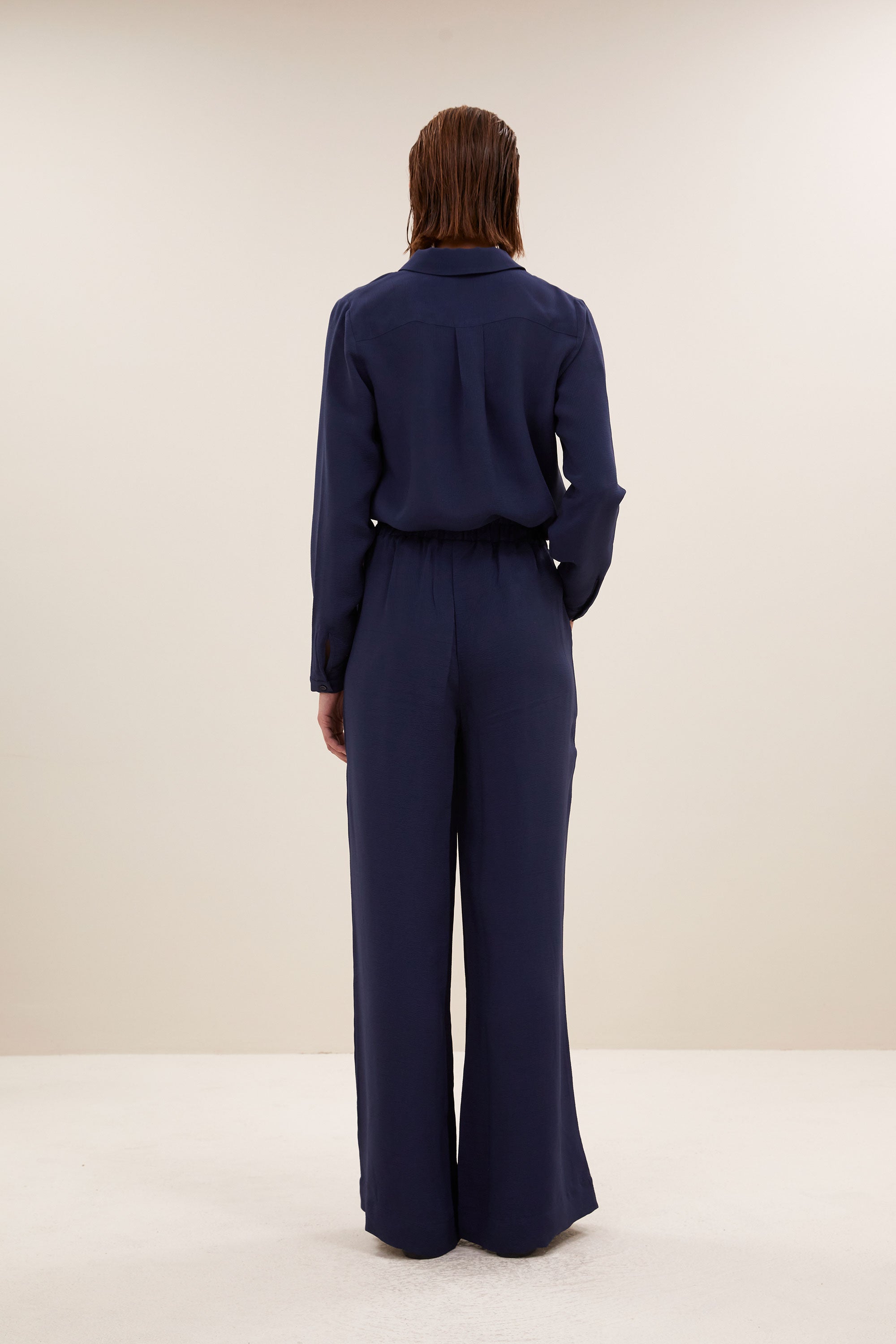 benji satin stripe pants | evening blue