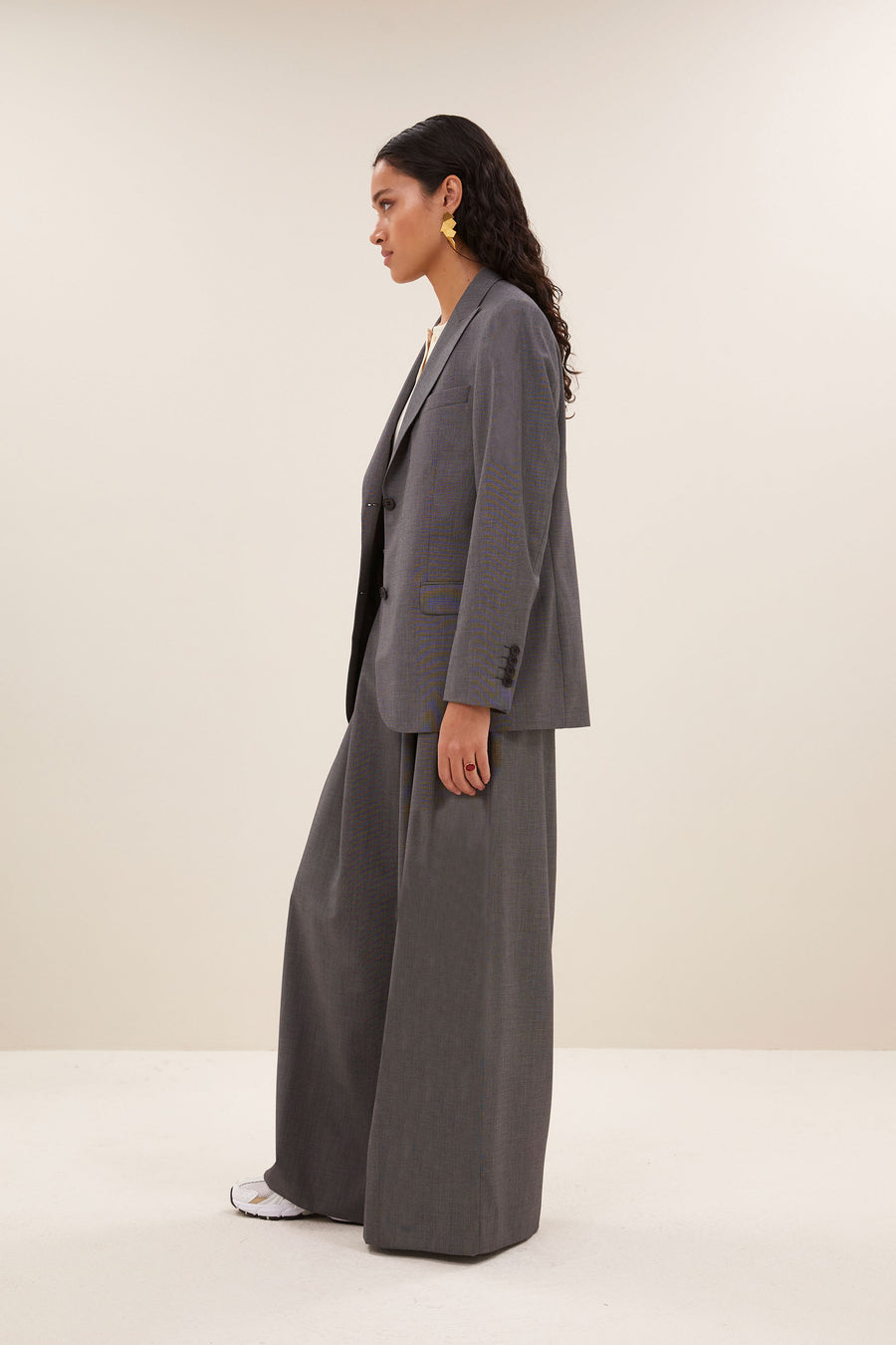 sef blazer - dark grey, casual fit, dubbele borstsluiting, binnenvoering - by-bar - zijaanzicht