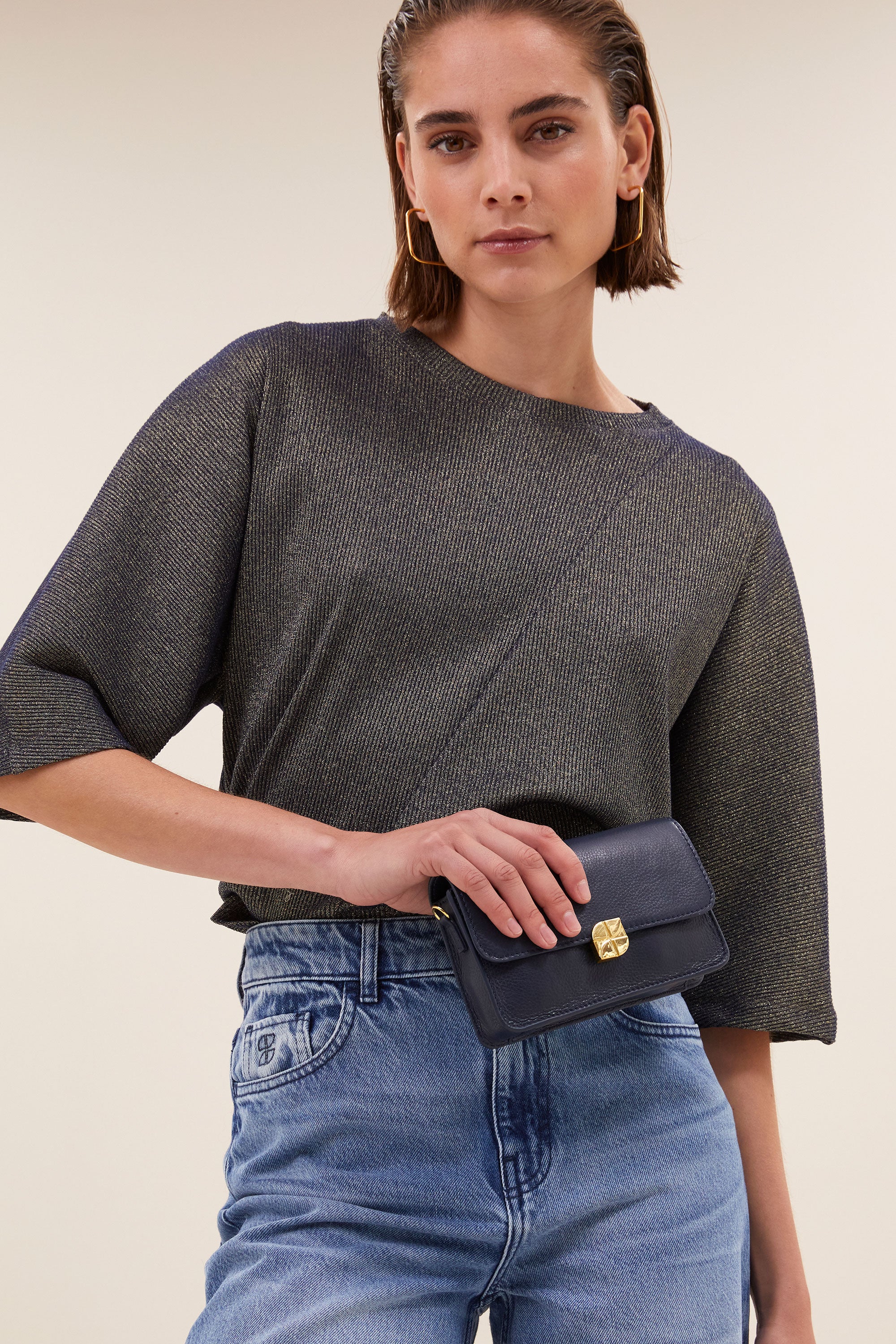 loua leather bag | navy blue