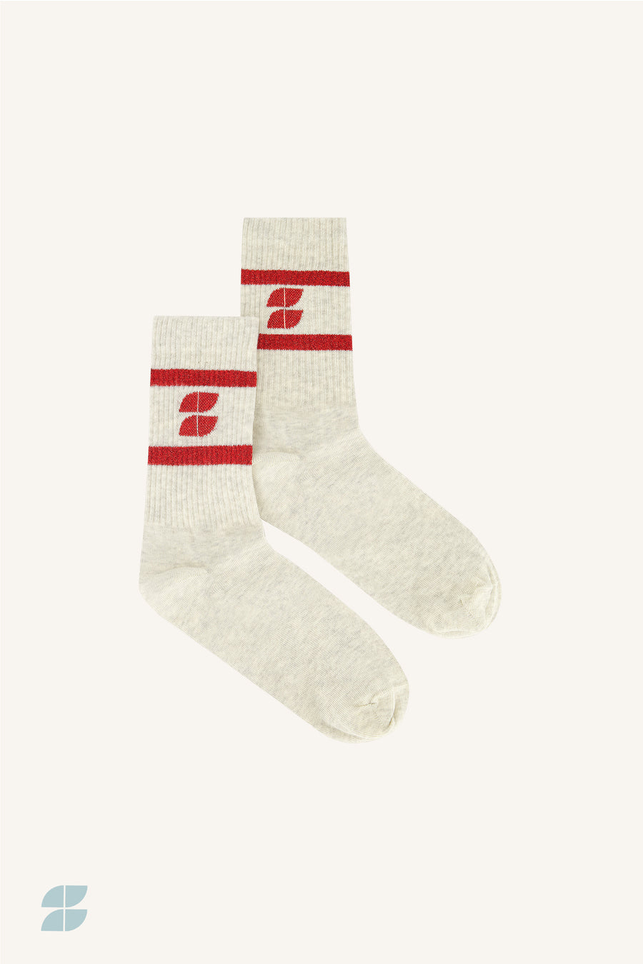 sokken - logo sparkle grey socks - lipstick - by-bar