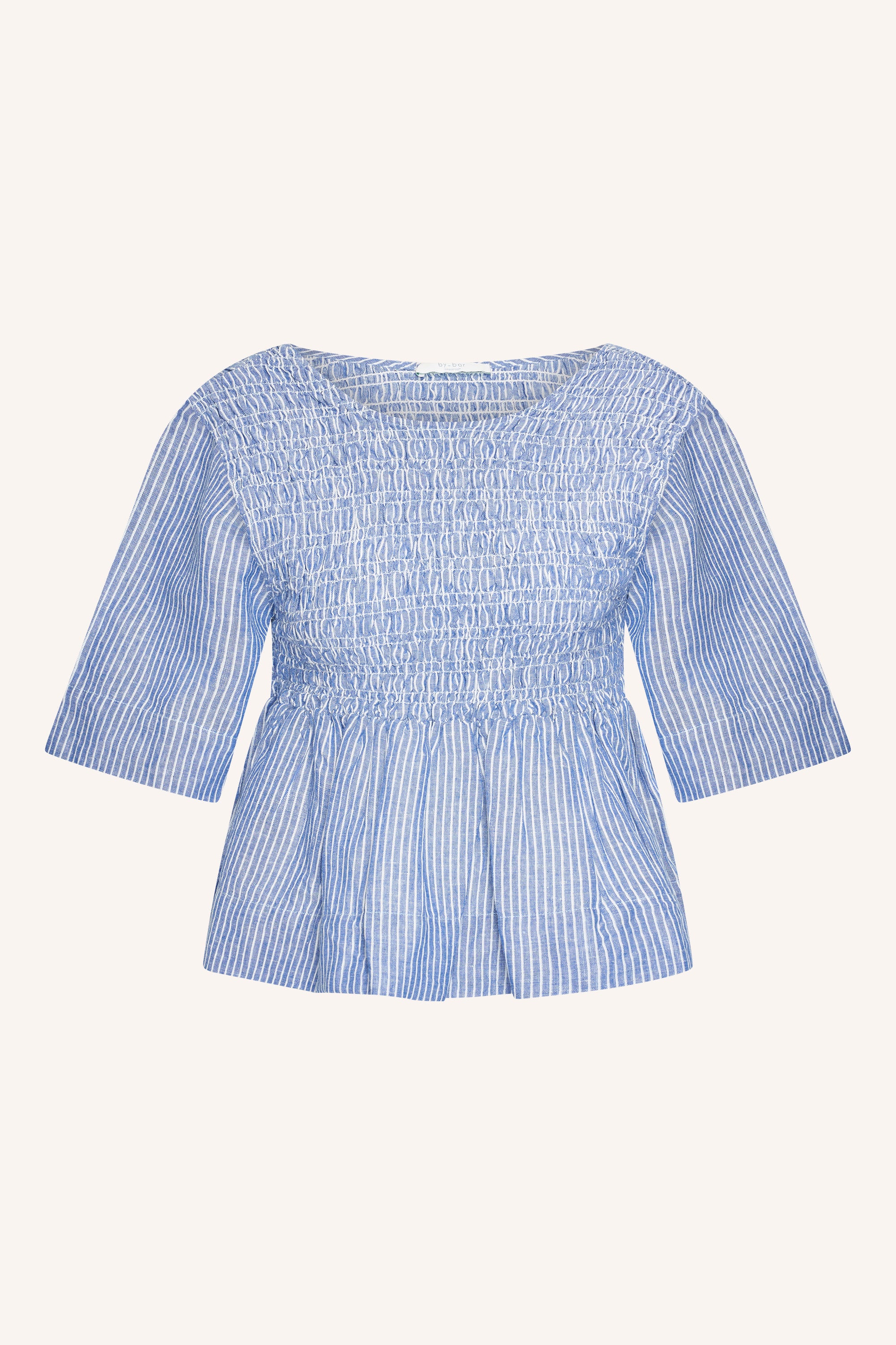 runa linen stripe top | blue stripe
