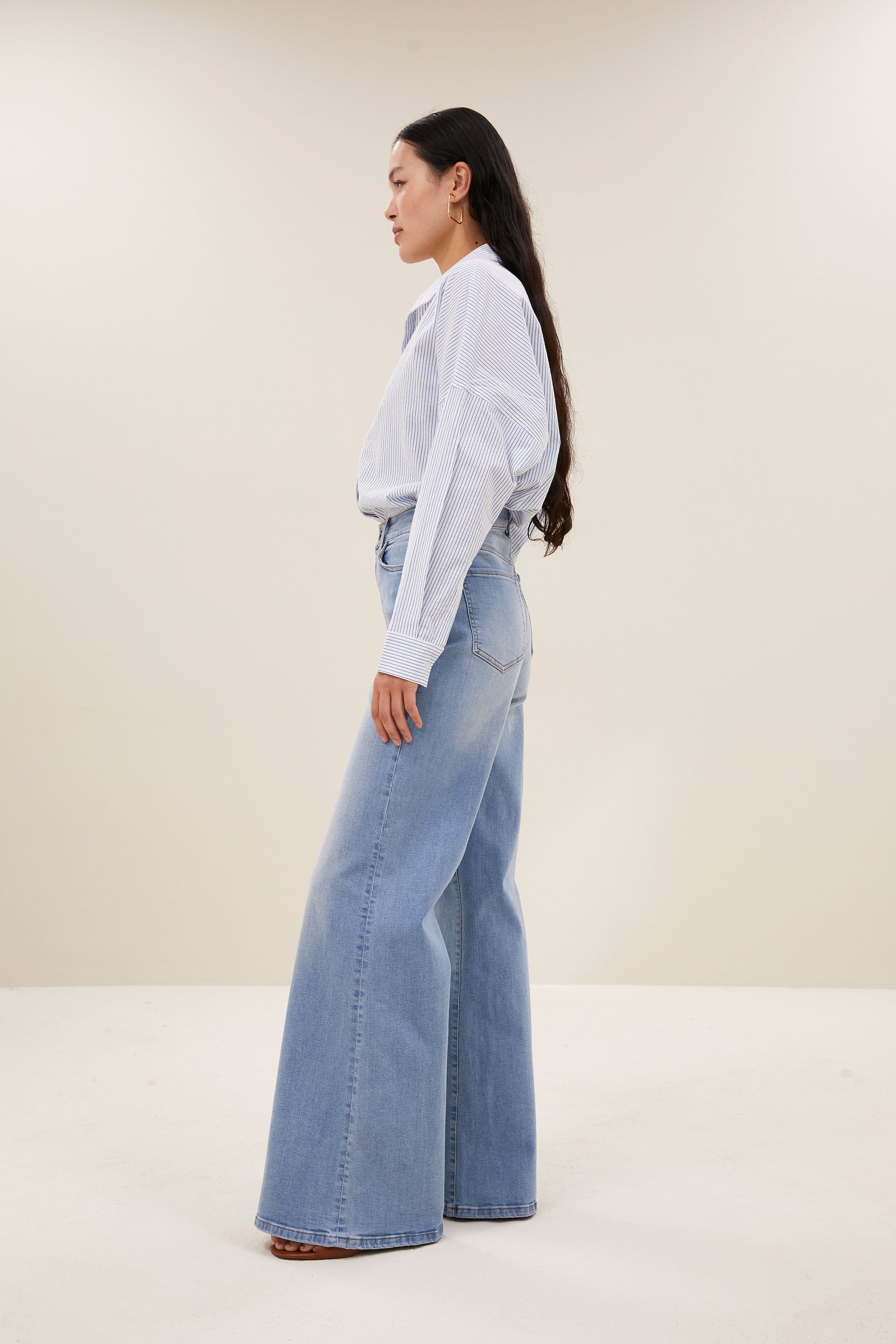 jule stripe blouse | blue seer stripe