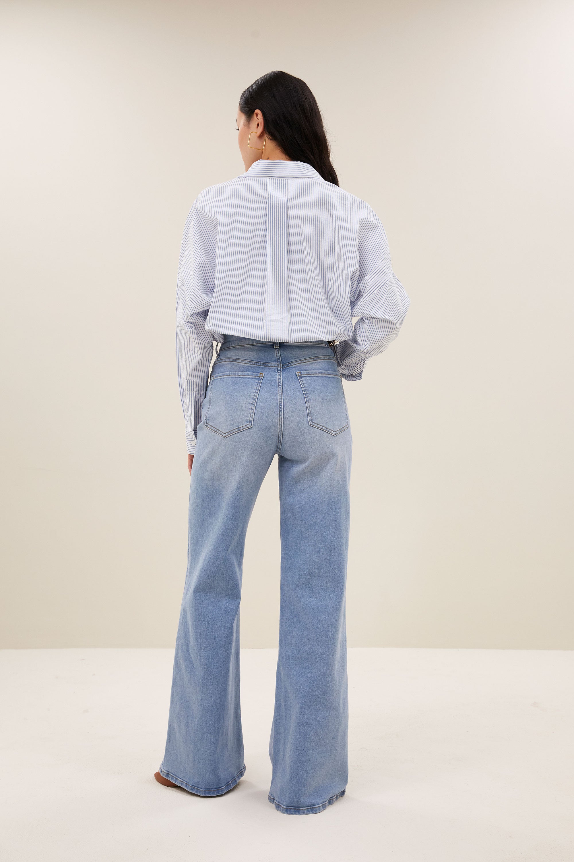 jule stripe blouse | blue seer stripe