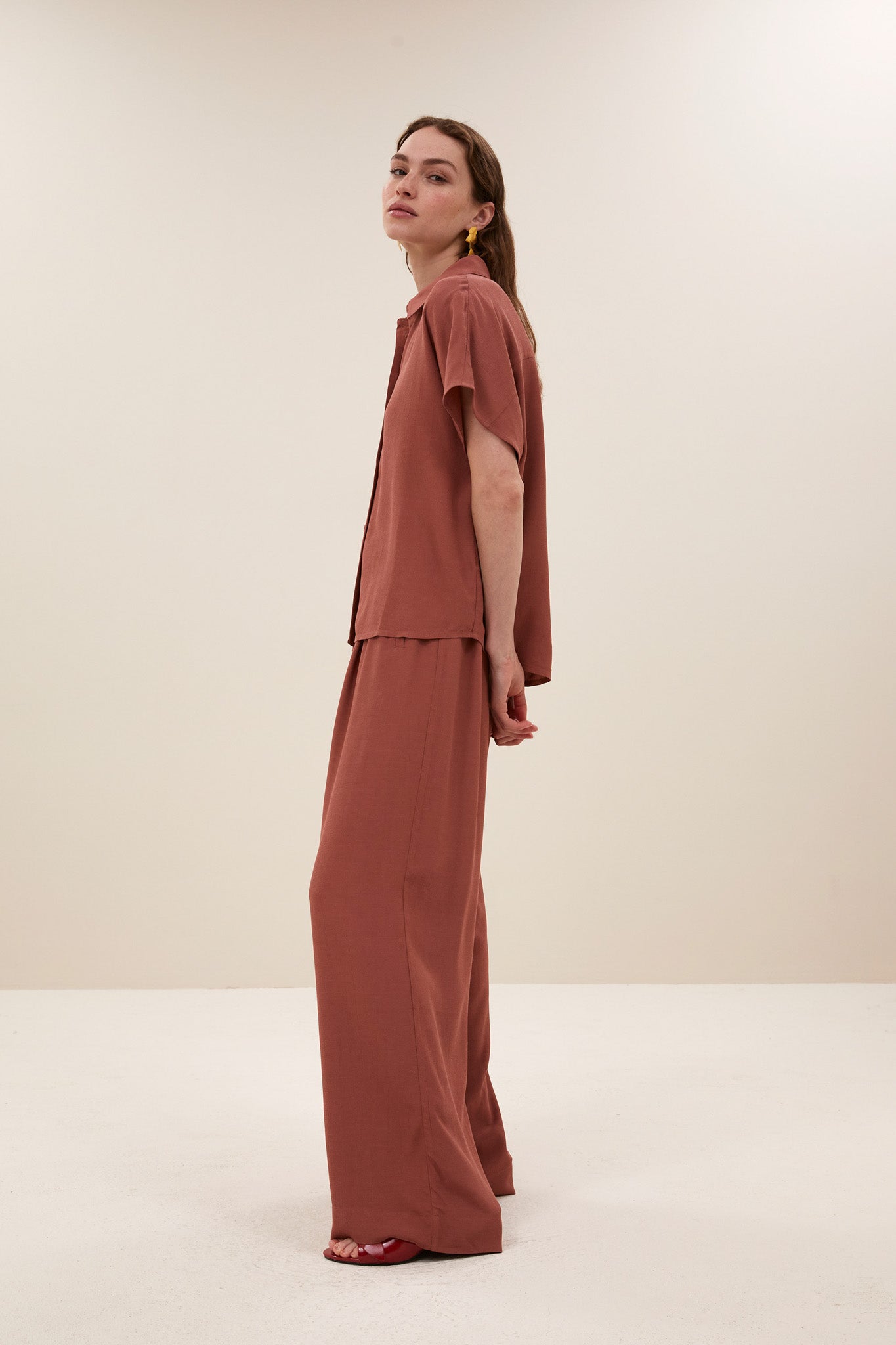 barley viscose blouse | rustic sienna