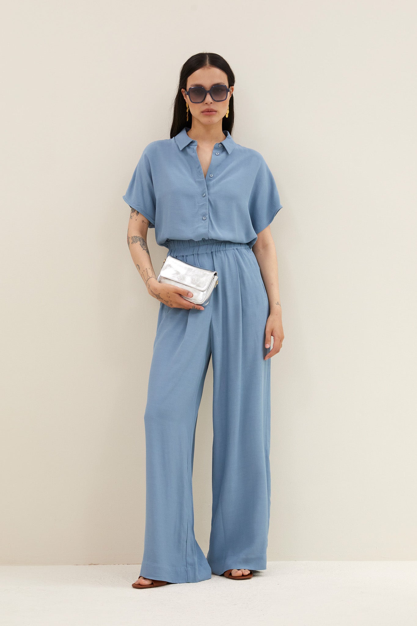 barley viscose blouse | blue stone