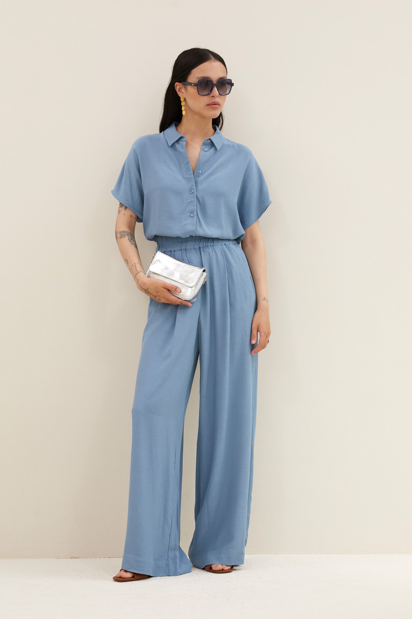 barley viscose blouse | blue stone