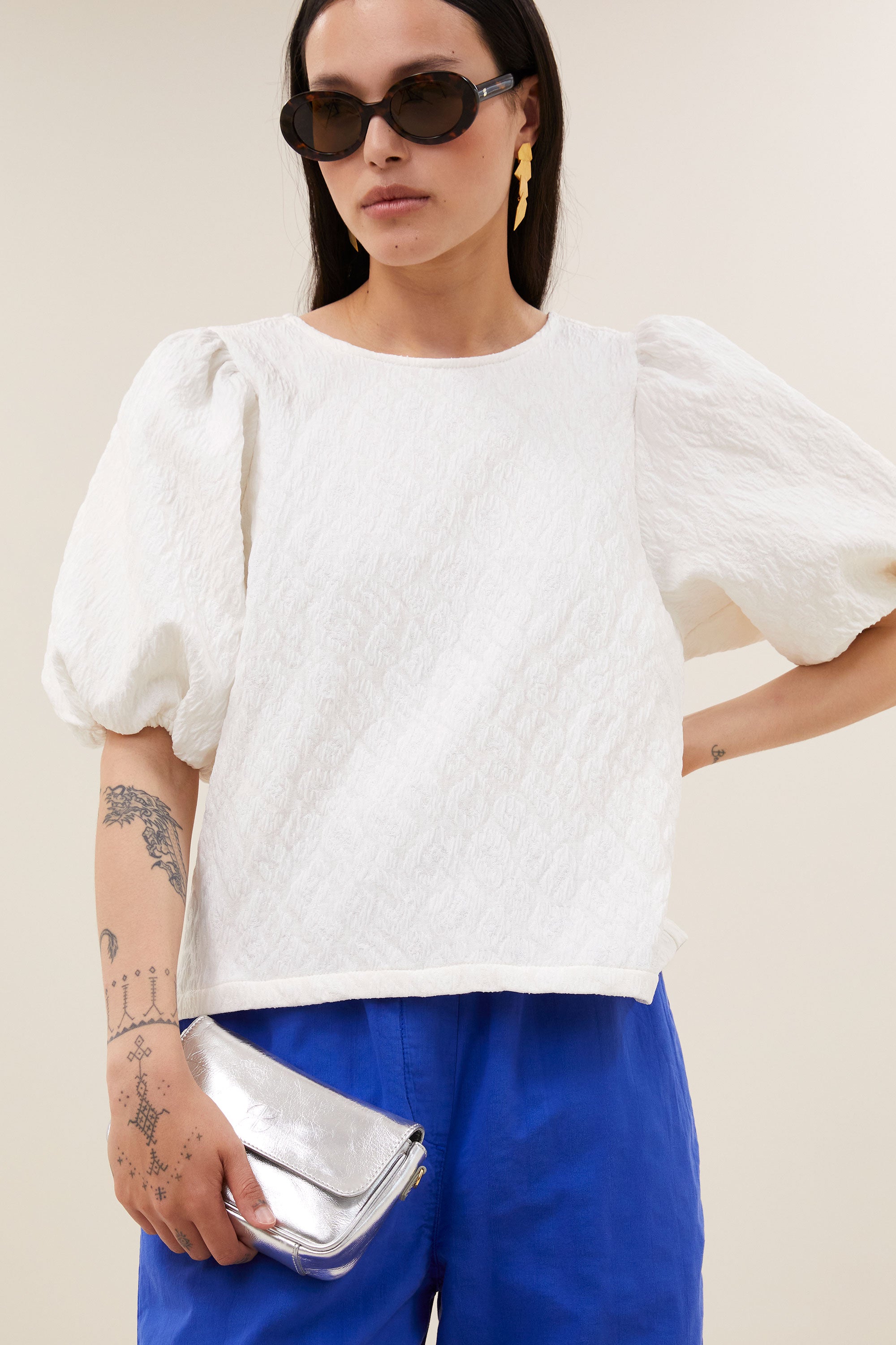 jet cheetah blouse | off white