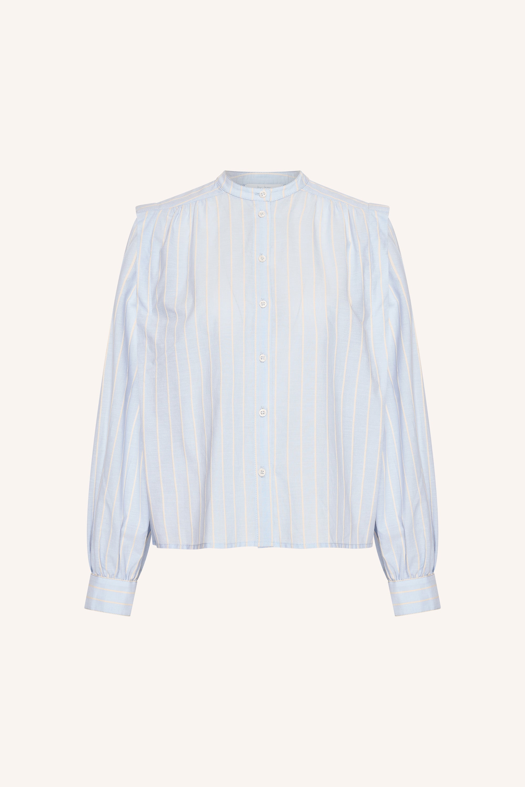 soof stripe blouse - sintra blue stripe, cotton quality, pleated details, timeless fit - by-bar - product photo 