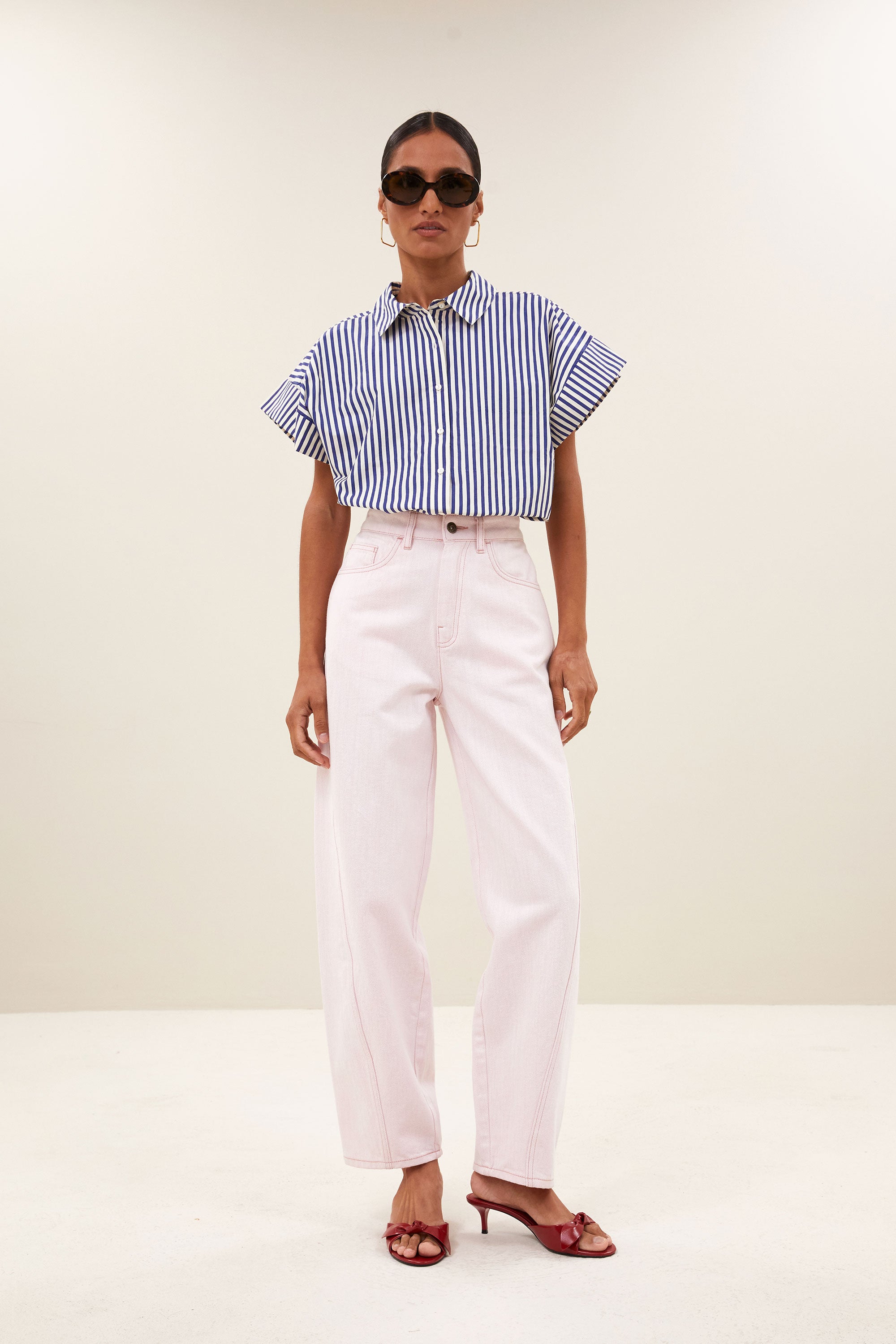 pixie blue stripe blouse | dark blue stripe