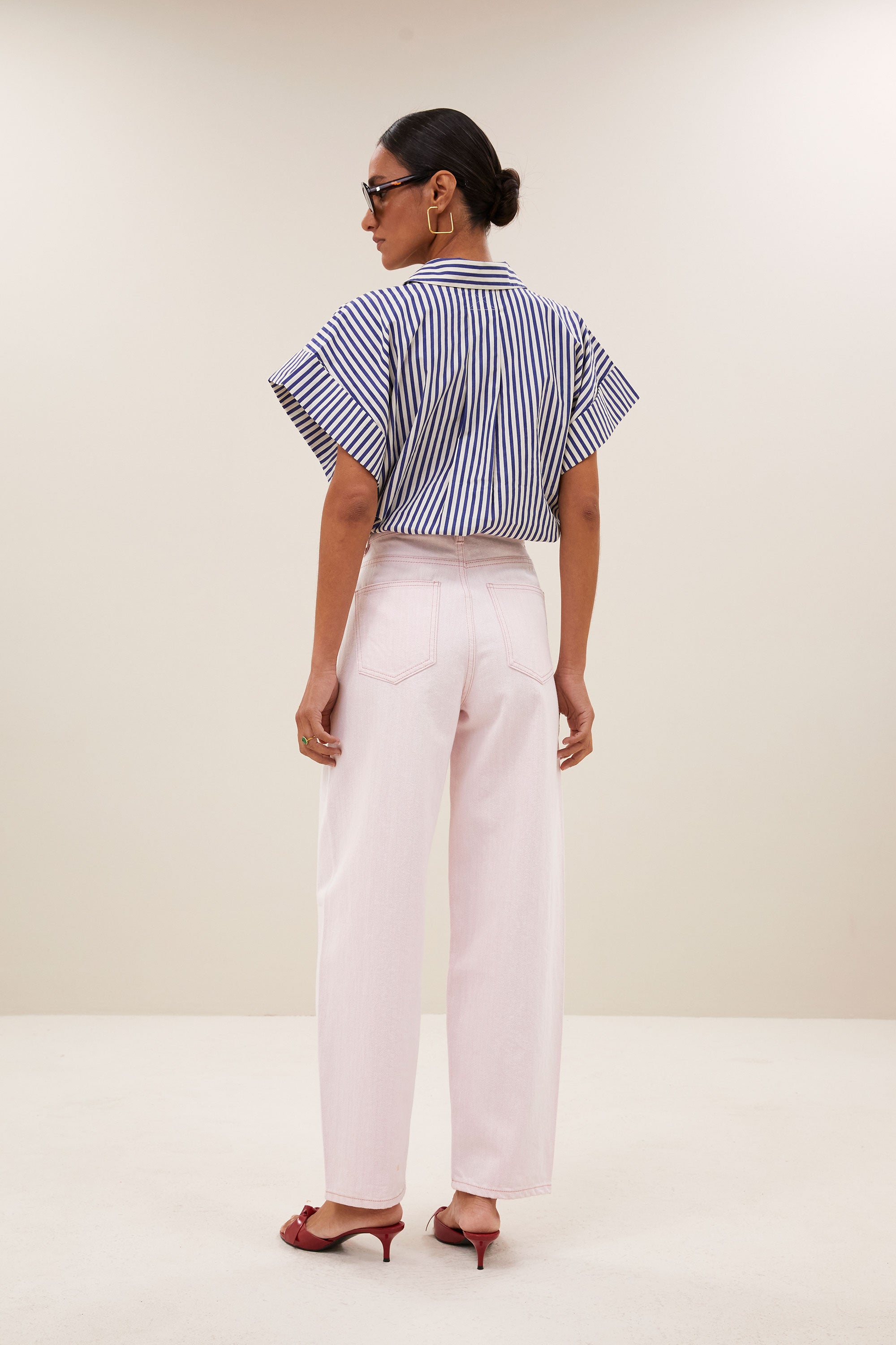 pixie blue stripe blouse | dark blue stripe